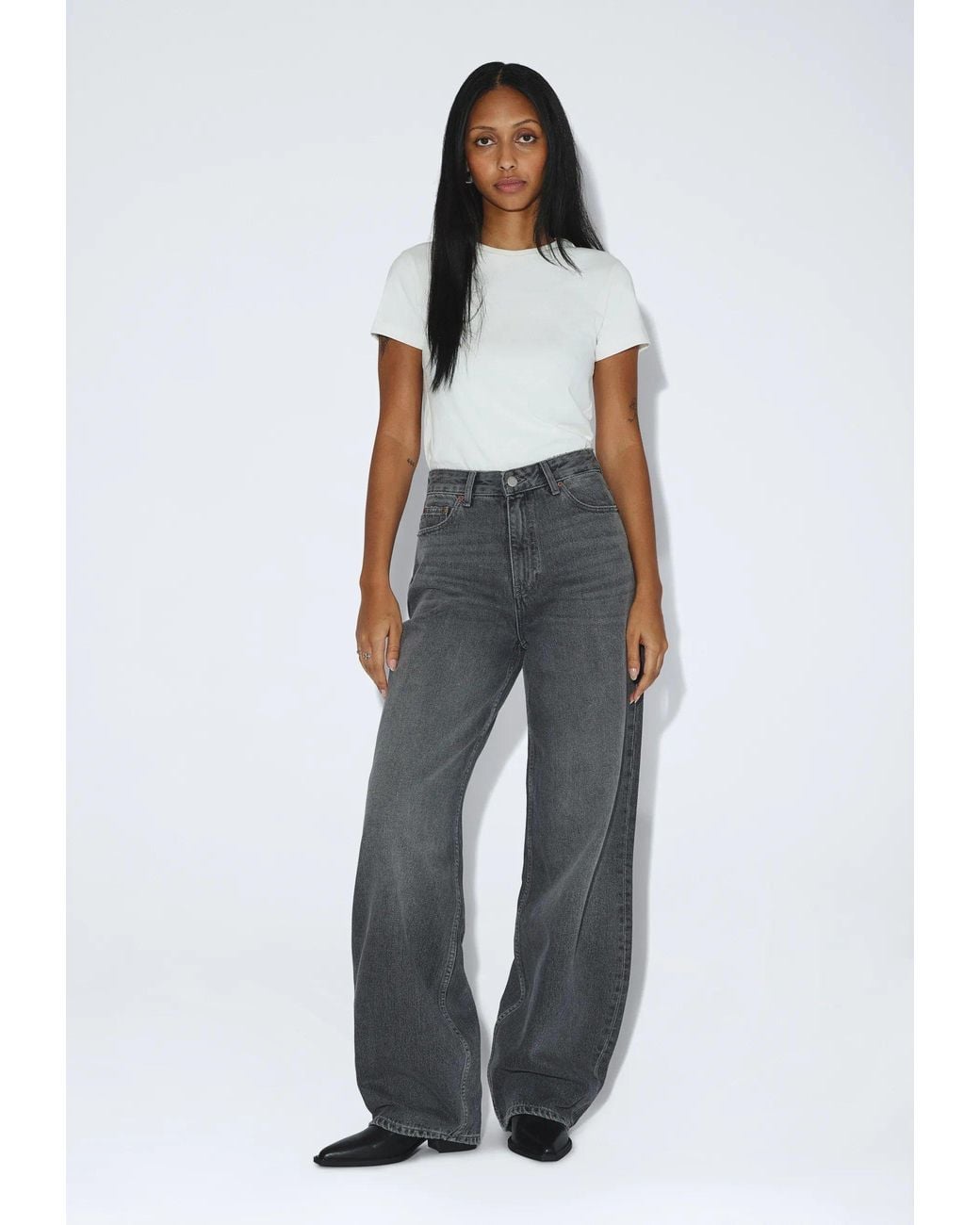 Dr. Denim Gray Donna High Relaxed