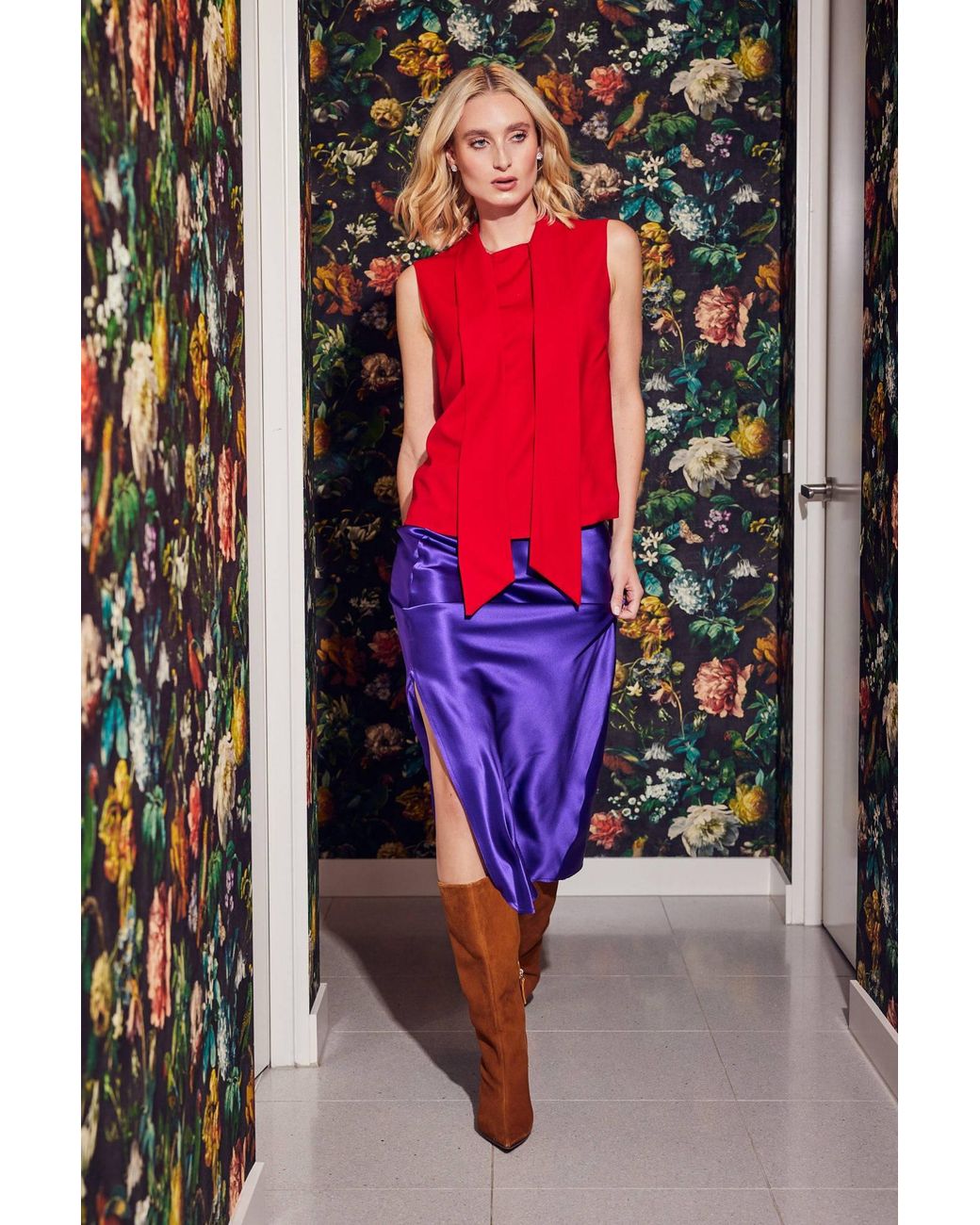 Lindsay Nicholas New York Red Bow Blouse