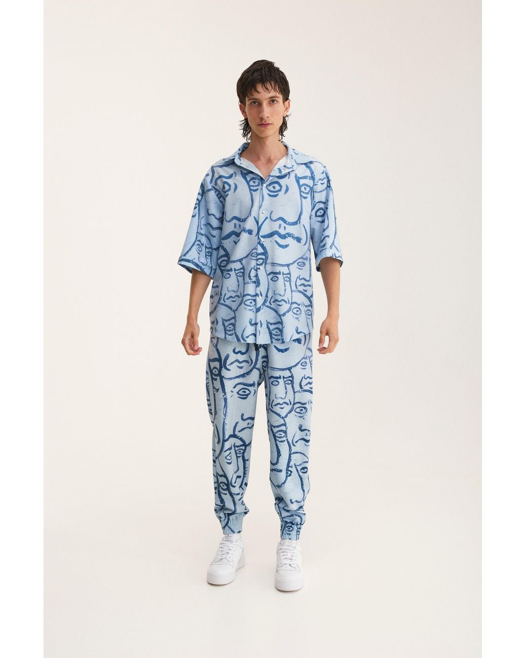 mysimplicated Blue Short Sleeve Shirt And Trousers Set