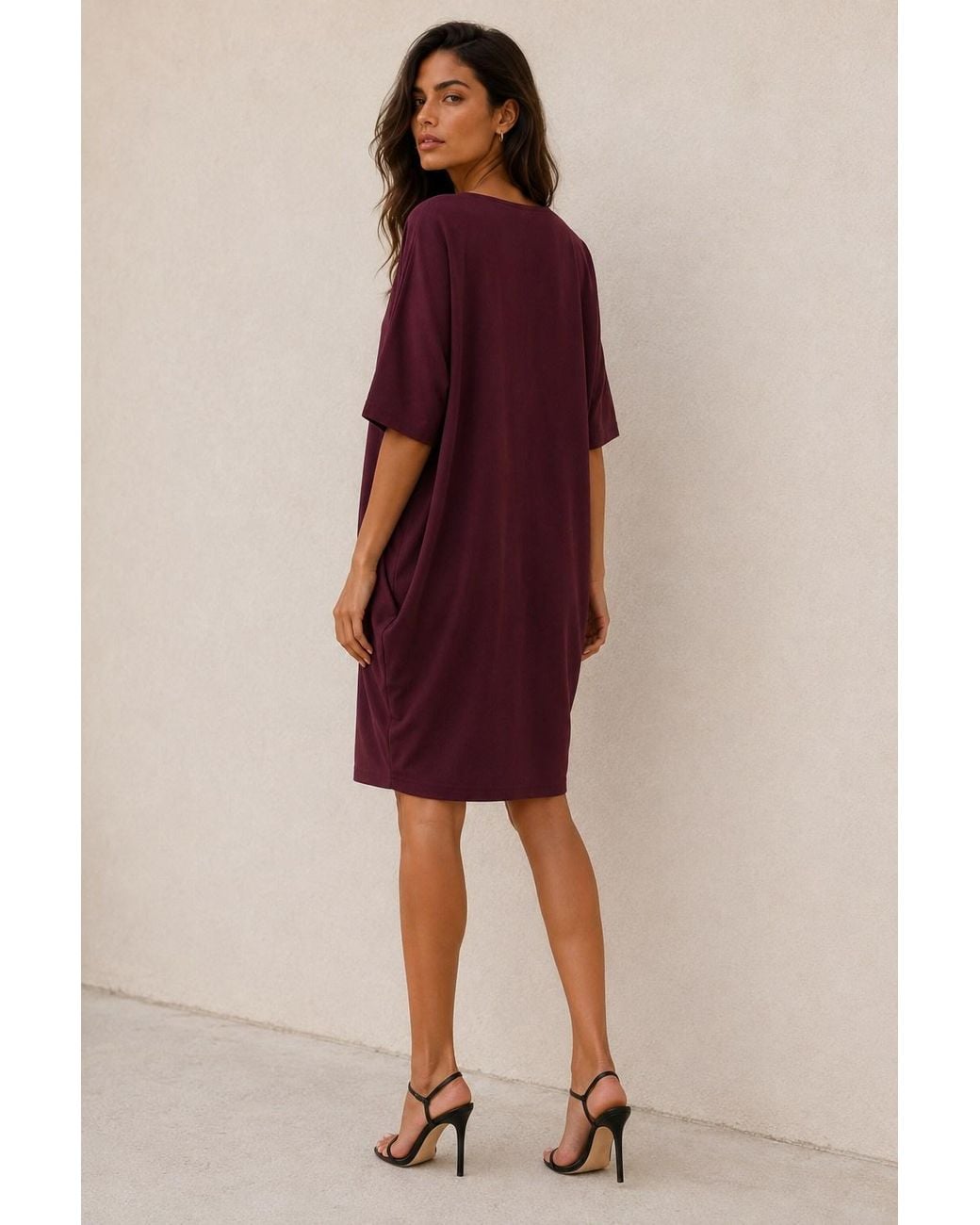 Conquista Purple Architectural Cocoon Jersey Dress