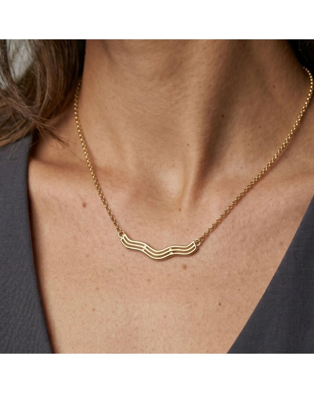 Uchi and Soto Metallic Nami Wave Necklace