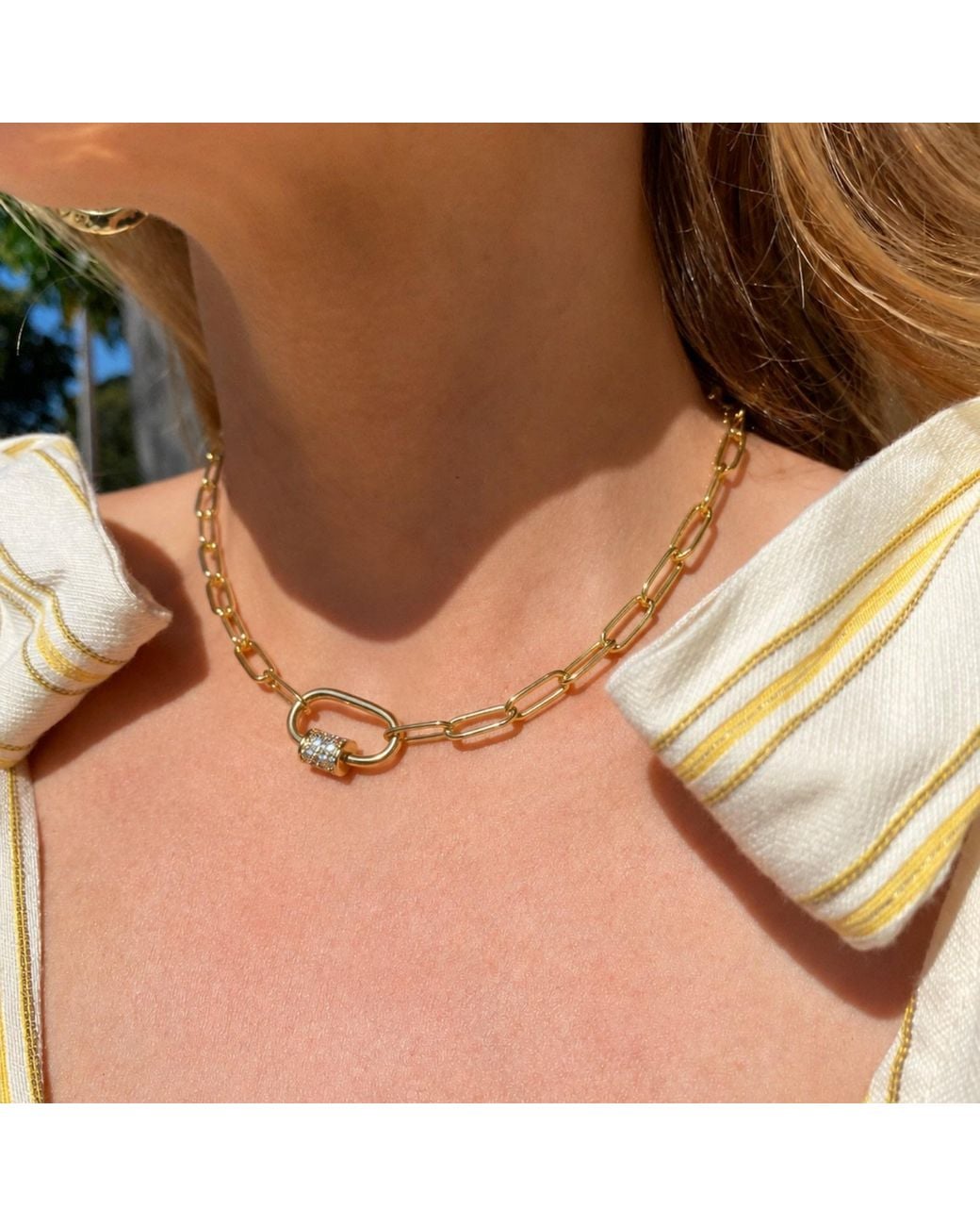 Native Gem Metallic Carabiner Necklace