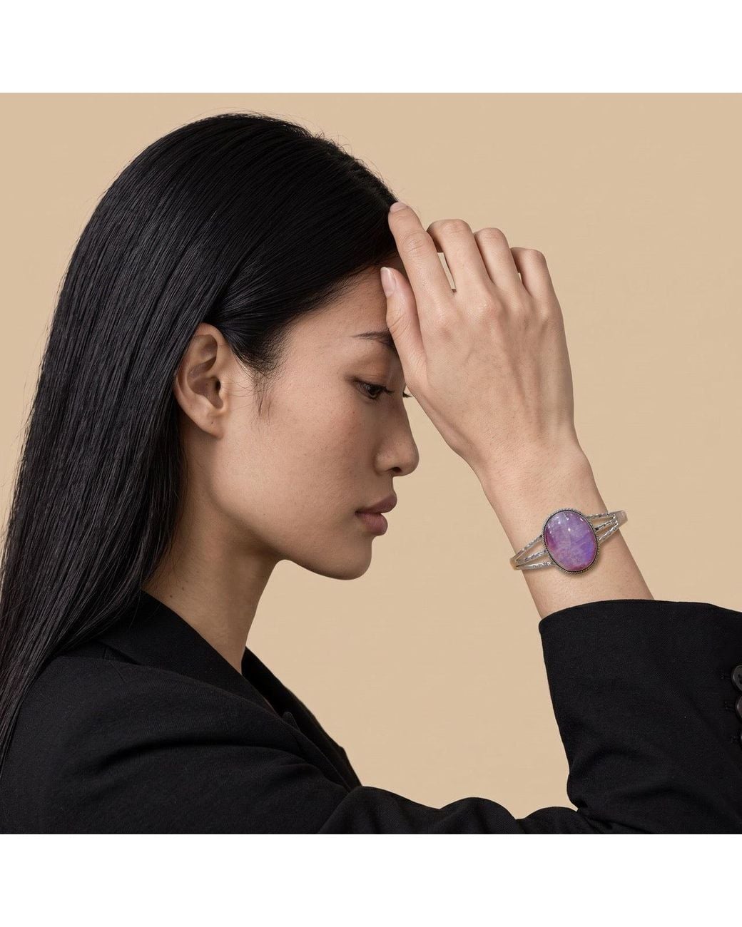 Saéa Purple Rare Moonstone Cuff Bracelet