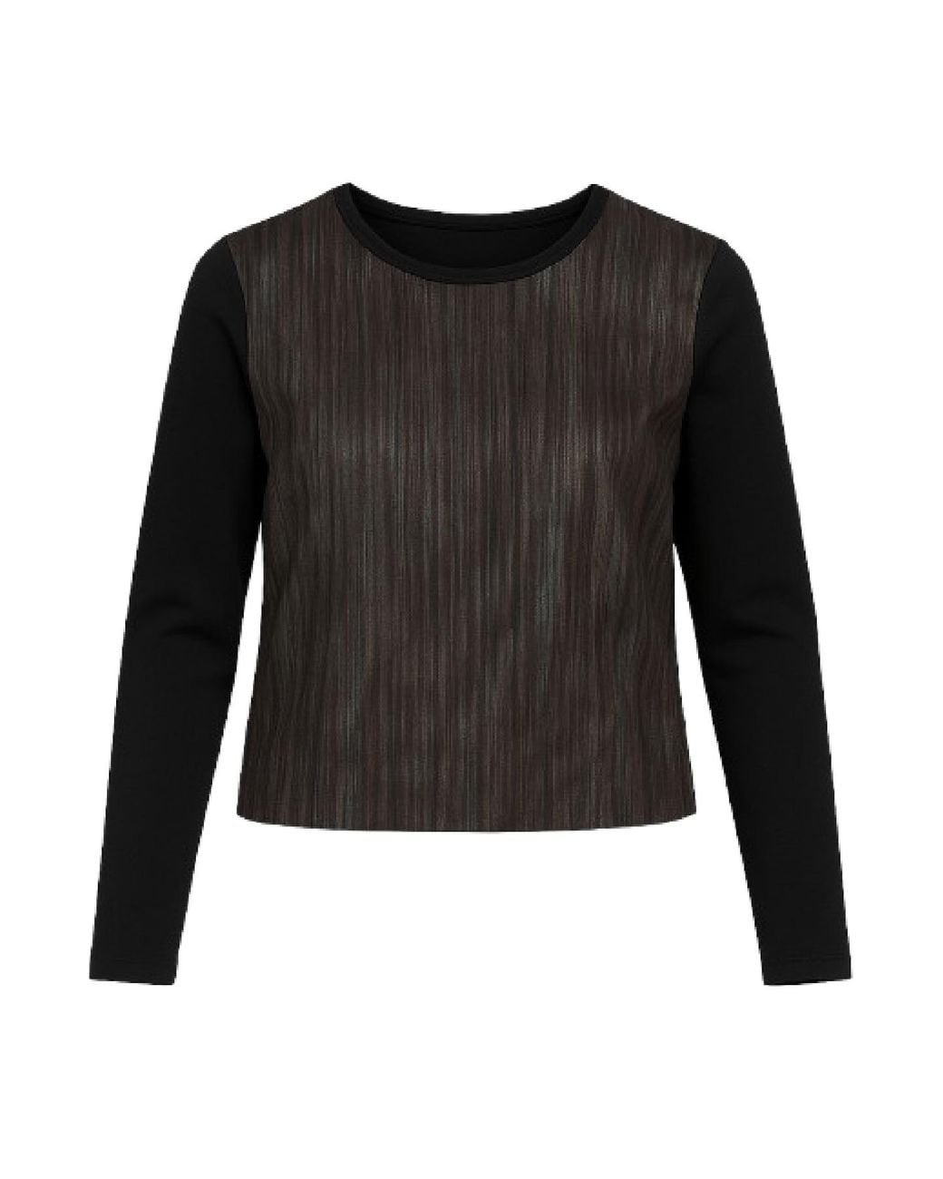 Conquista Black Modern Textured-Front Long-Sleeve Top