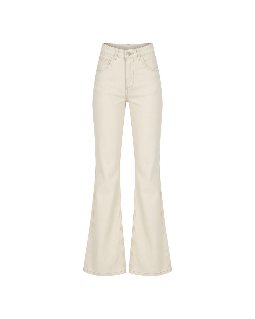 Malo Natural Neutrals Flared High Rise Ecru Jeans