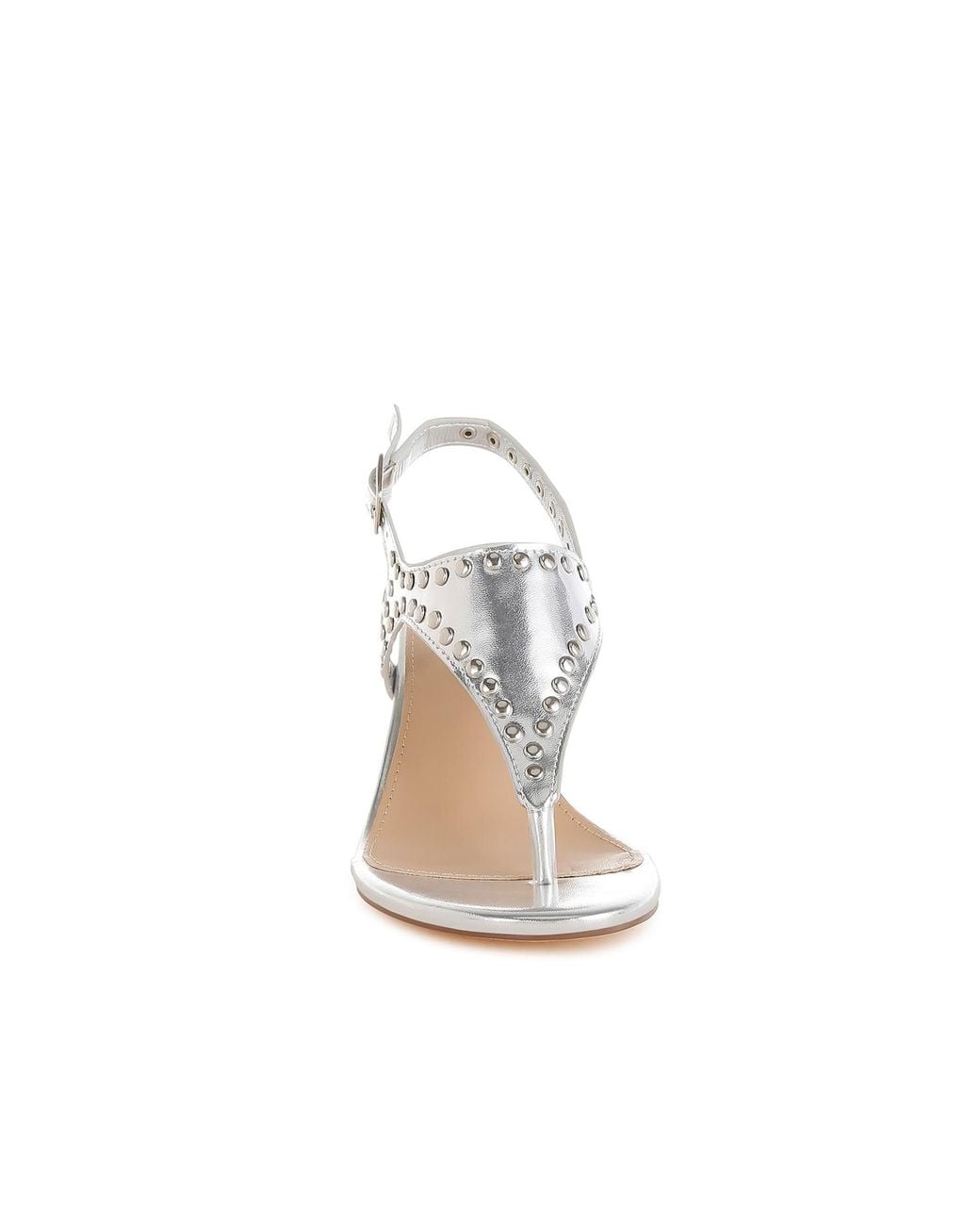 Rag & Co White Chan Metallic Studded Statement Heels