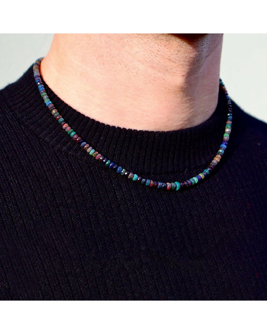 Mineralgems•Studio Blue Opal Necklace For Him for men