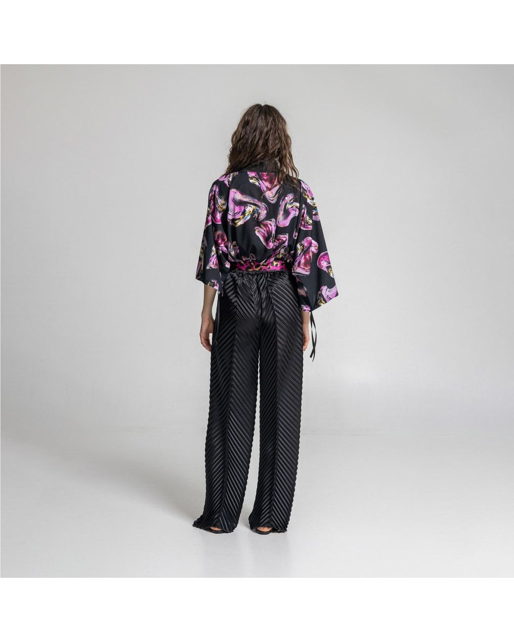ARTISTA Black Rose Crystal High Neck Blouse
