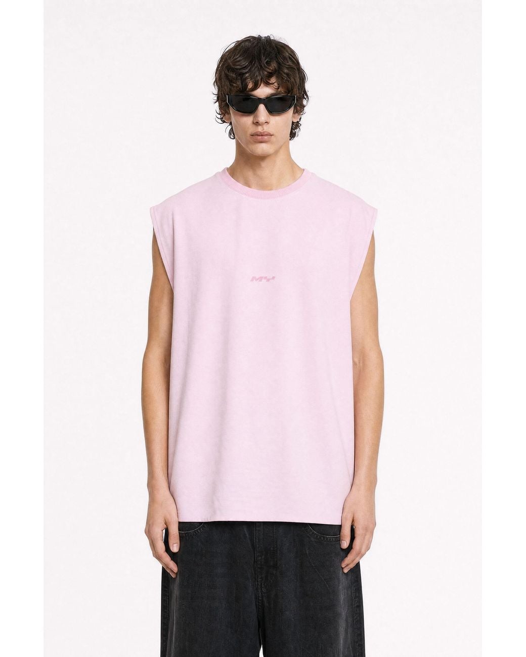 mysimplicated Pink Oversized Sleeveless Tee for men