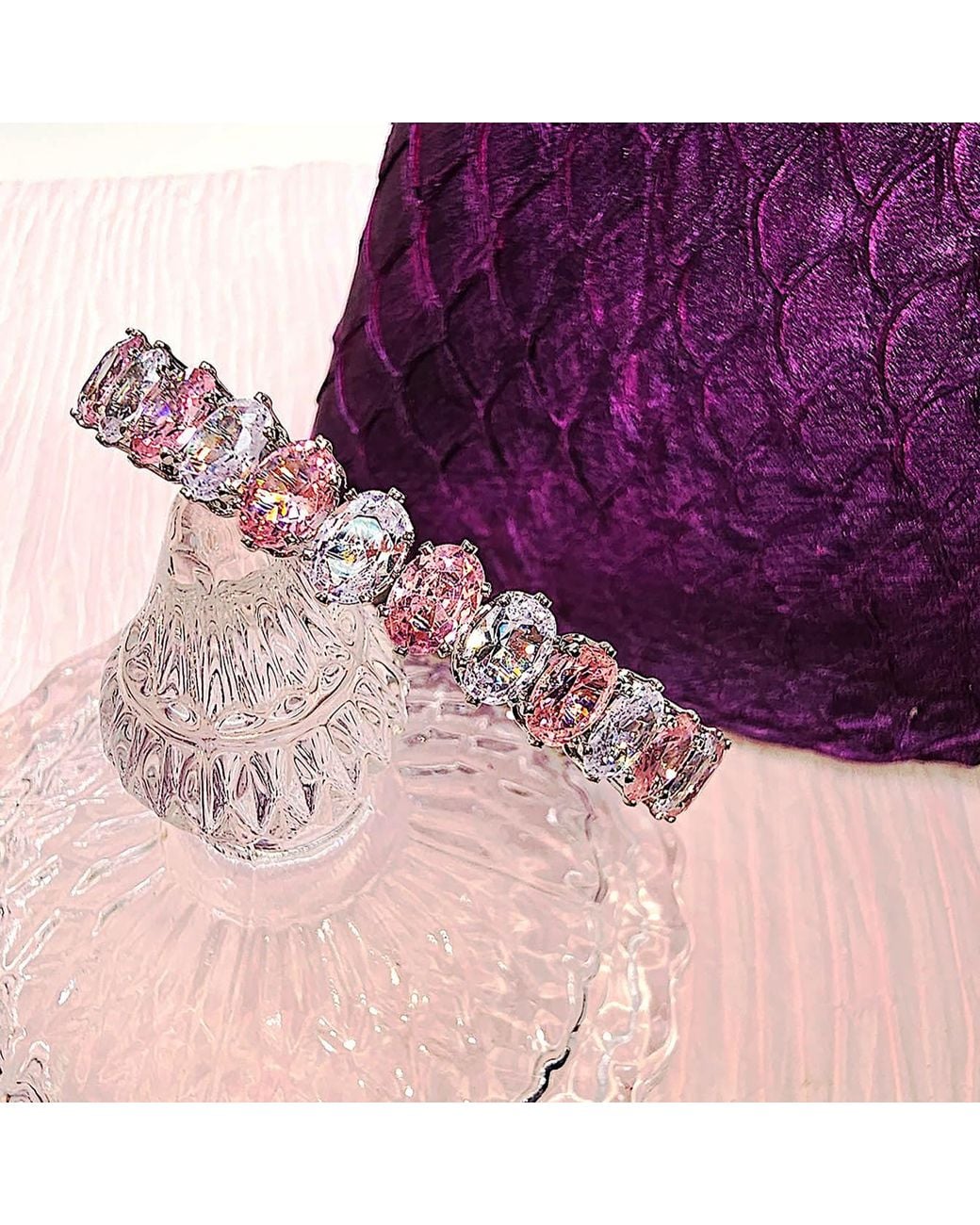 Farra Pink And Zircon Stone Tennis Bracelet