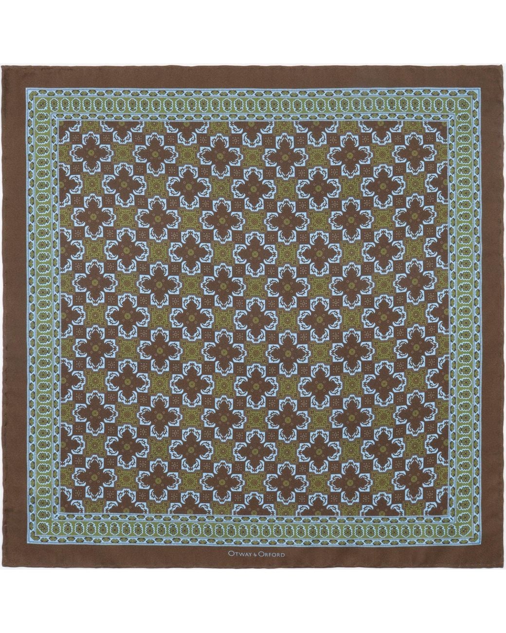 Otway & Orford Gray 'Arabesque' Tile Design Silk Pocket Square for men