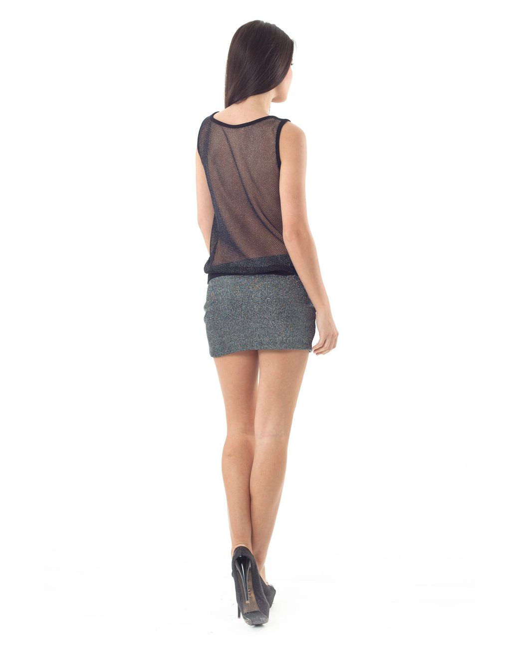 Conquista Black Sleeveless Sheer Back Top