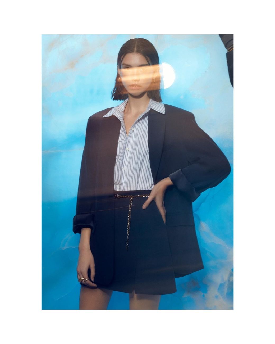 NAZLI CEREN Blue Vance A Line Mini Skirt