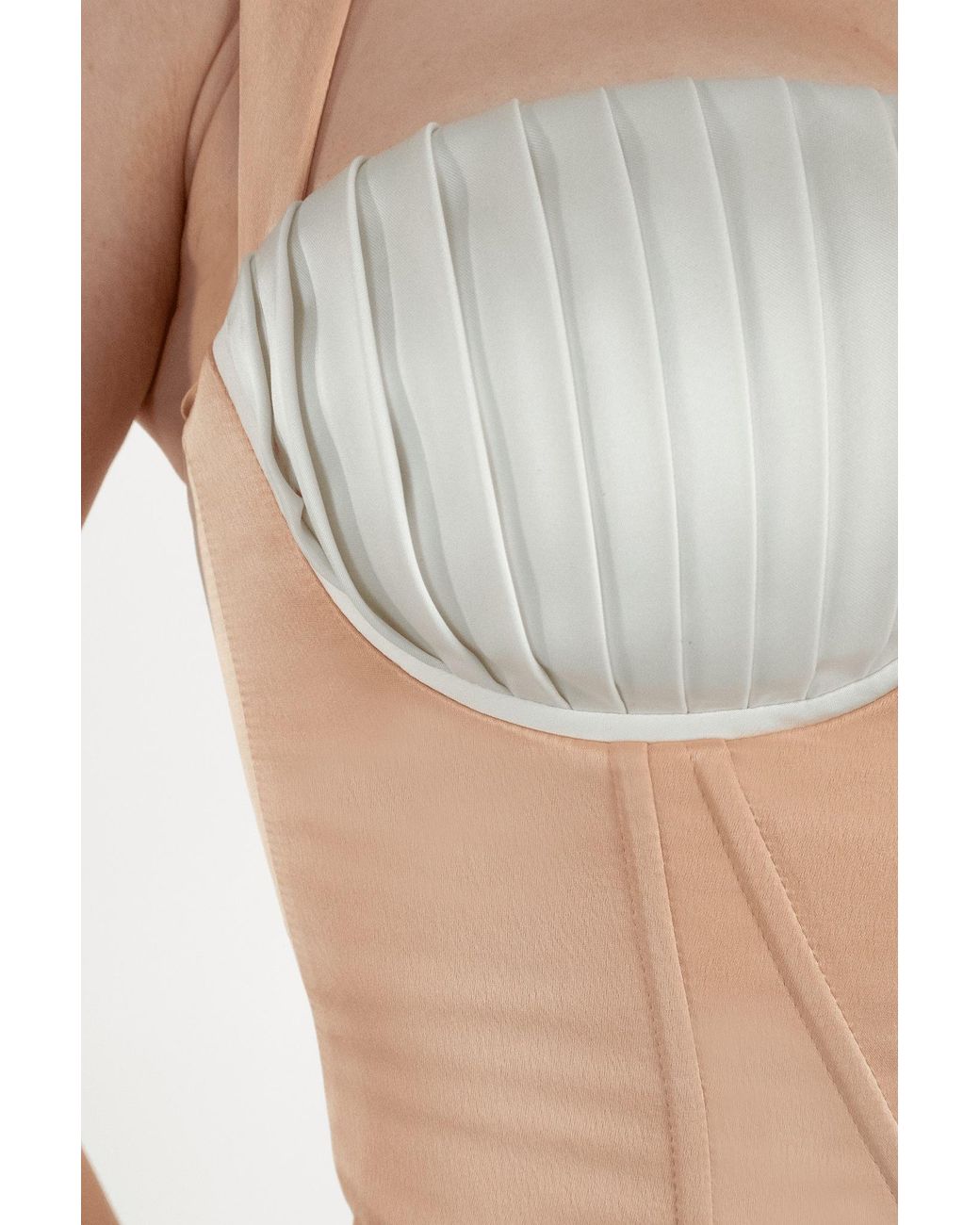 Clerestory White Juliette Cropped Corset With Pleated Cups