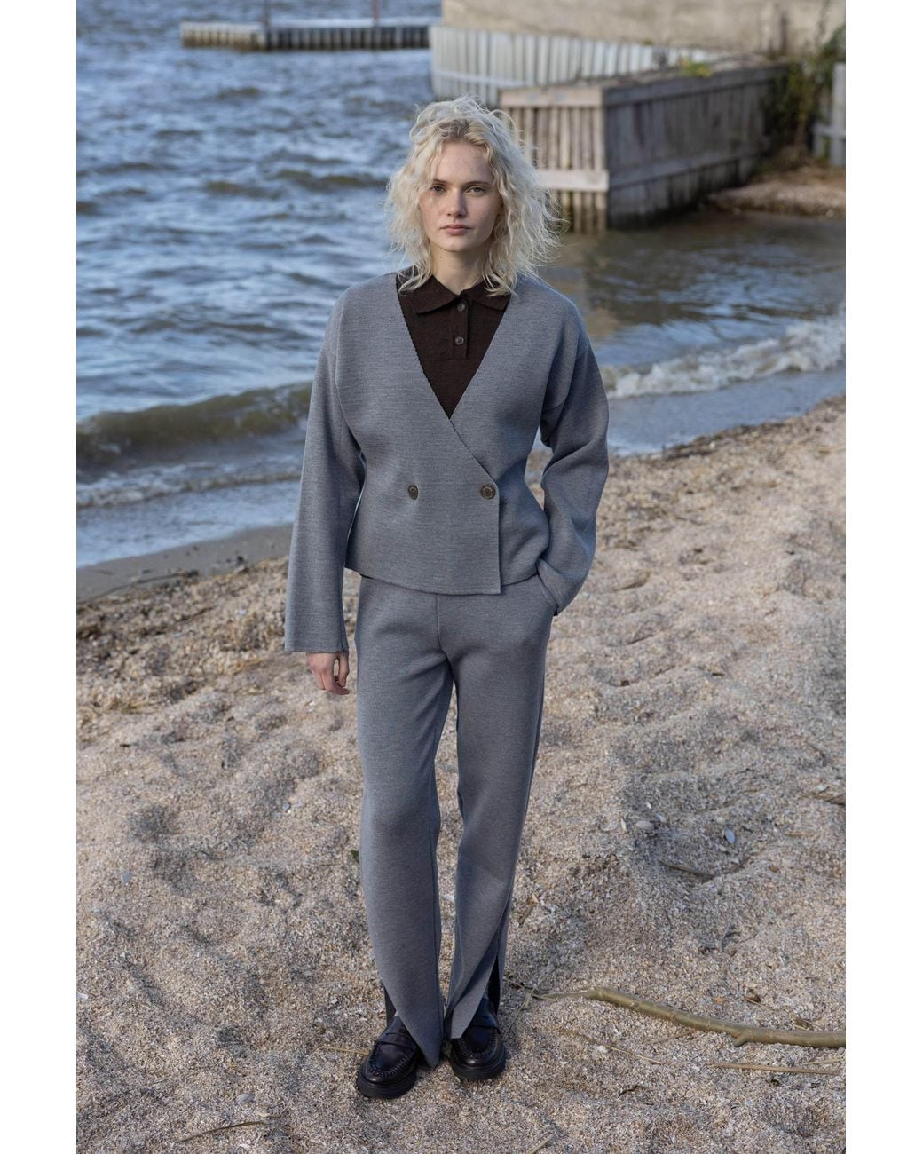 SALANIDA Gray Galante Knitted 100% Merino Blazer Light
