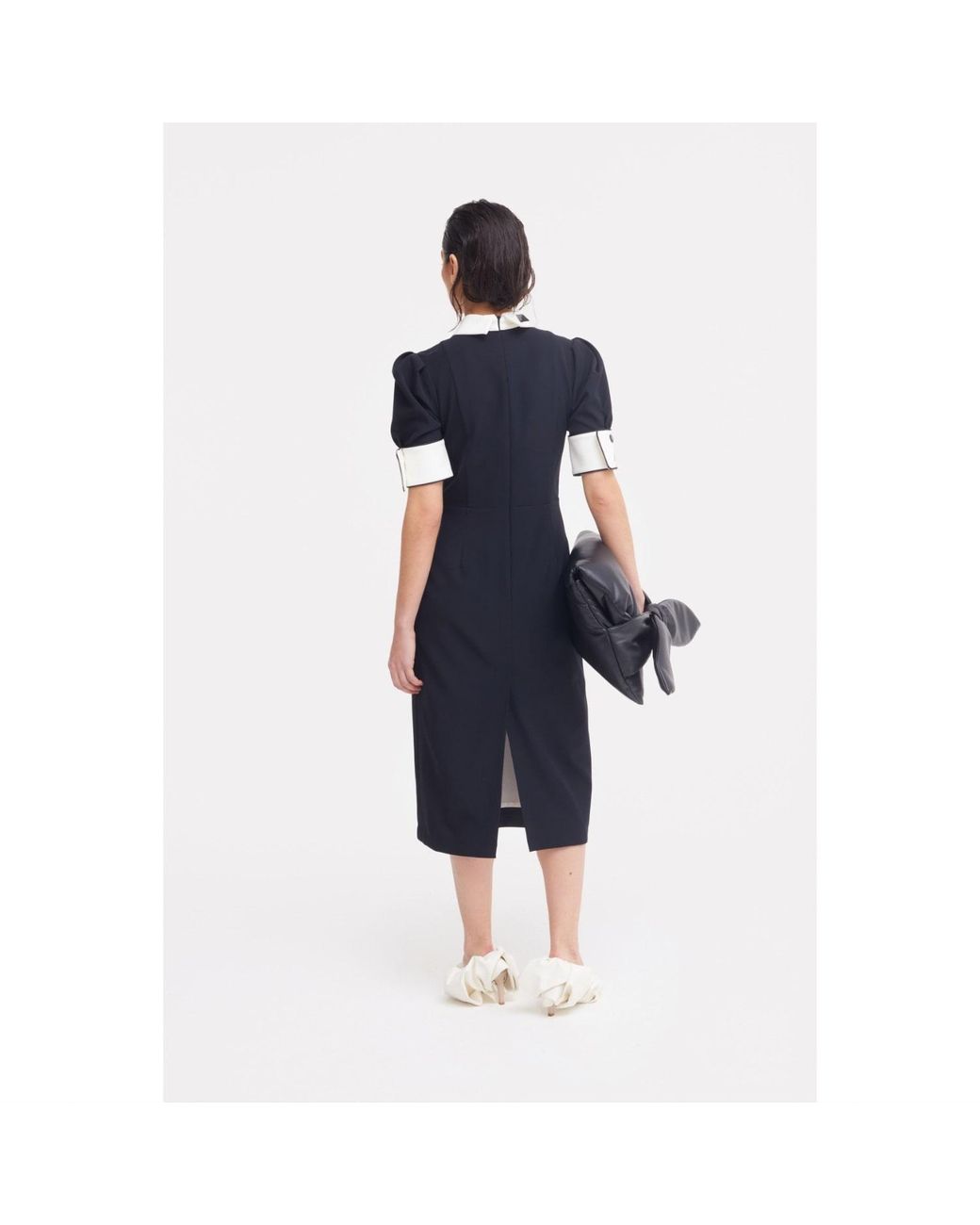 Julia Allert Black Formal Fitted Dress With Collar