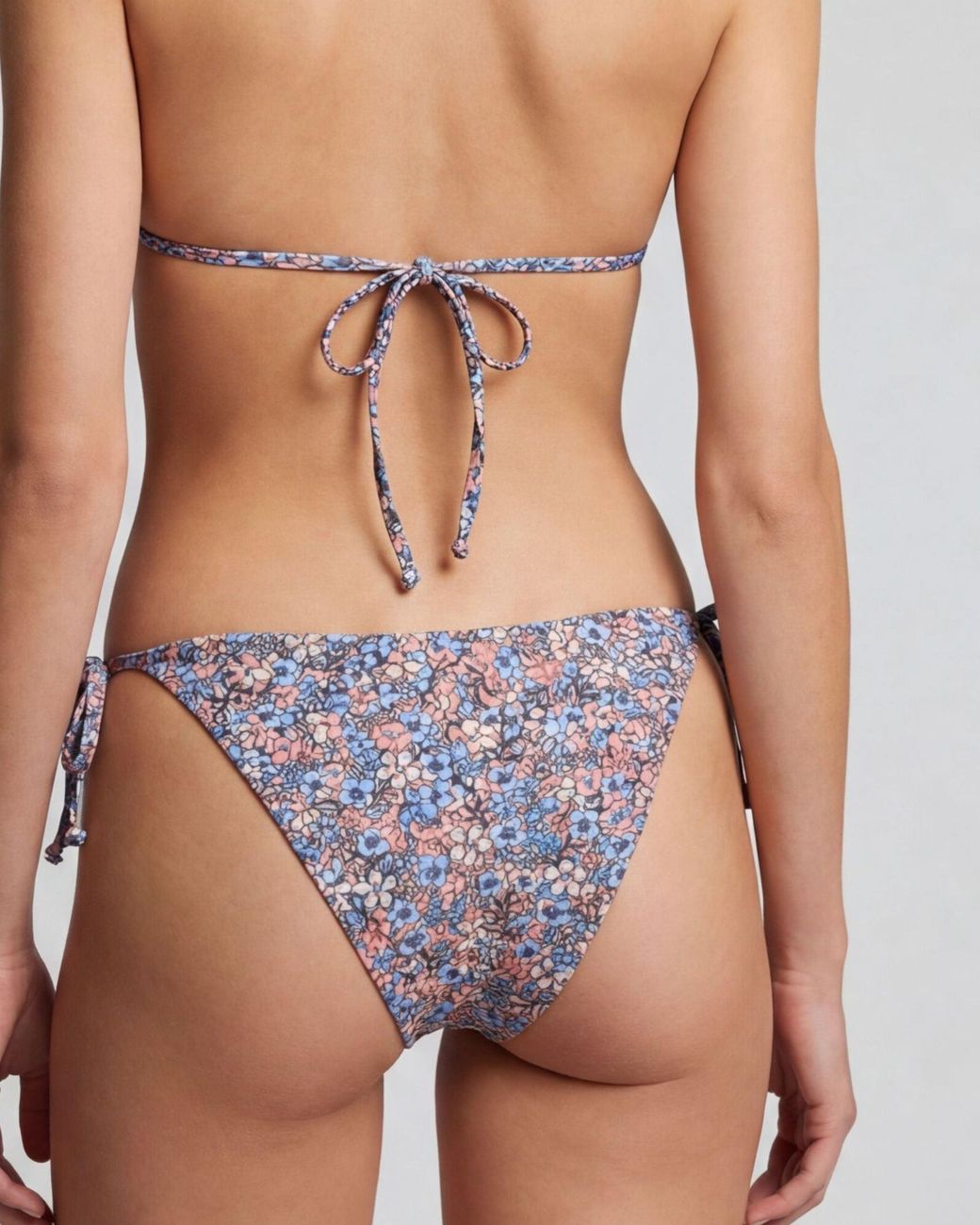 Lords of Harlech Blue Bonita Floral Field Coral Bikini Bottom