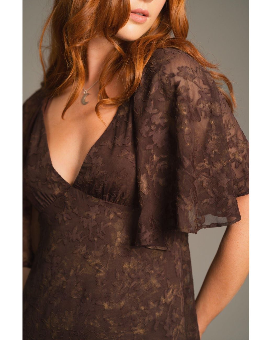 Little Lies Brown Sugar Chiffon Midi Dress