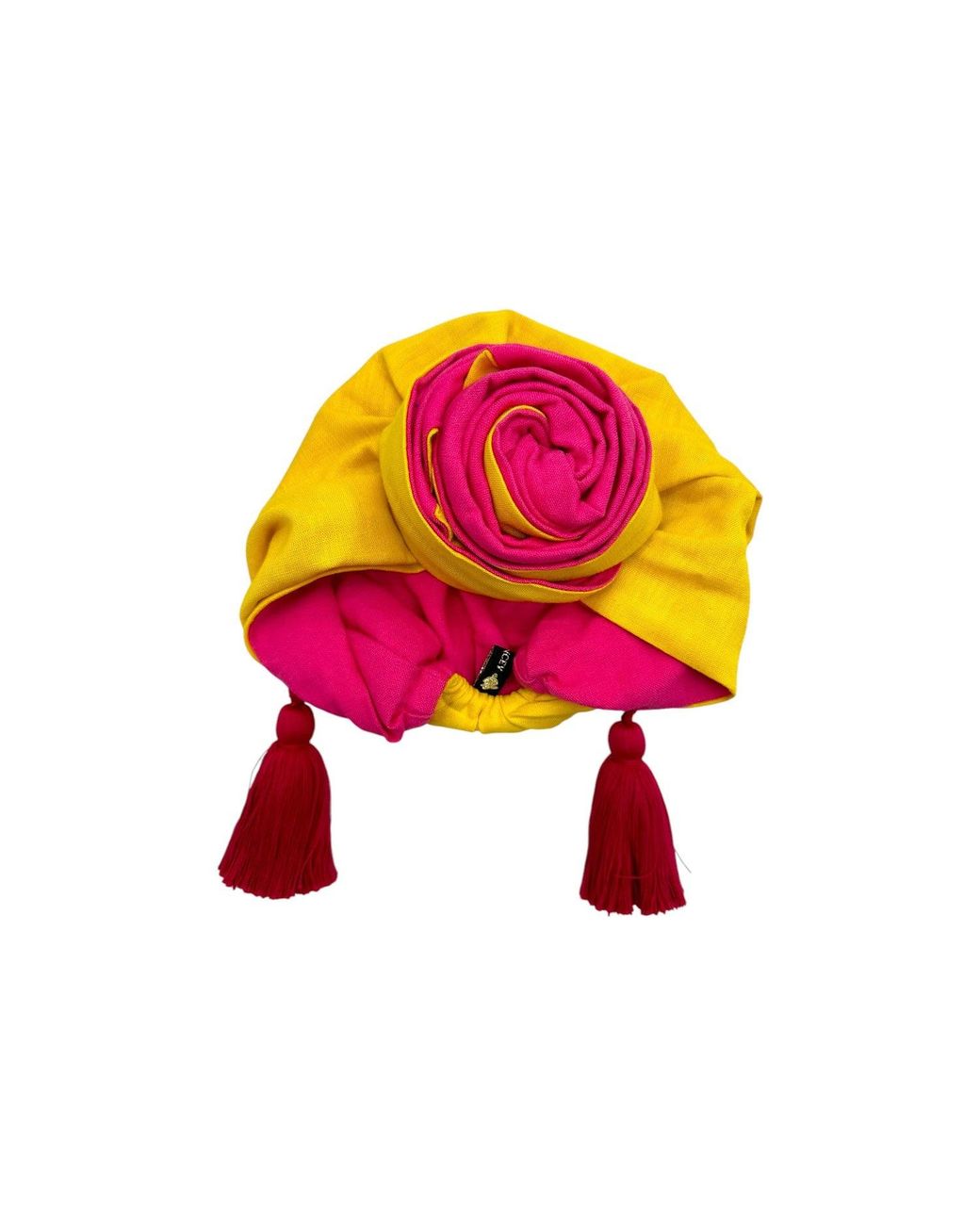 Julia Clancey Pink Edith Sunshine Reversible Tassel Linen Turban
