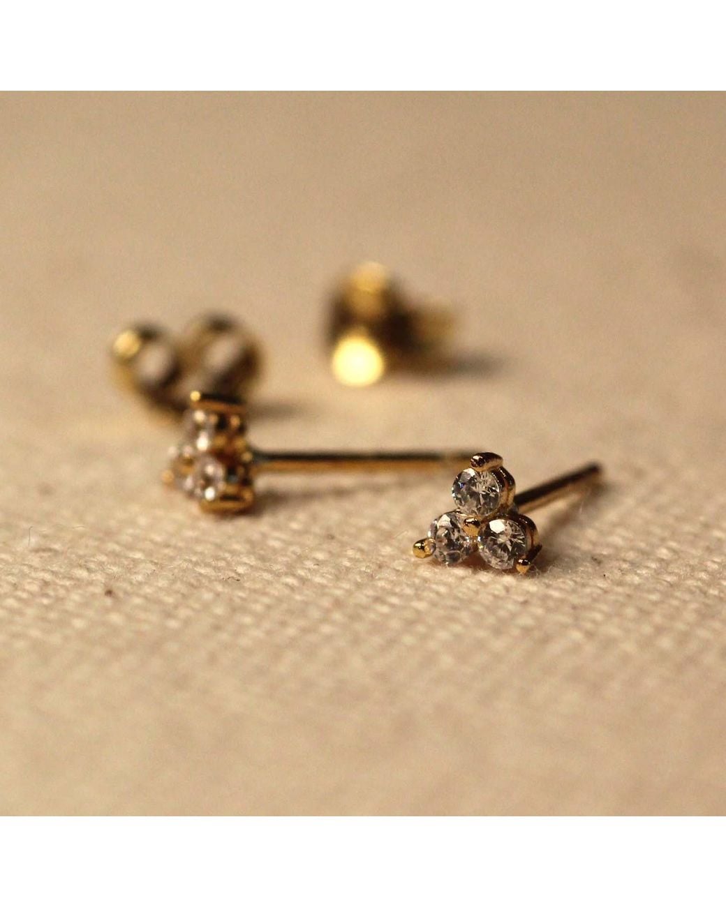 VicStoneNYC Fine Jewelry Metallic Natural Trio Diamond Stud Earrings