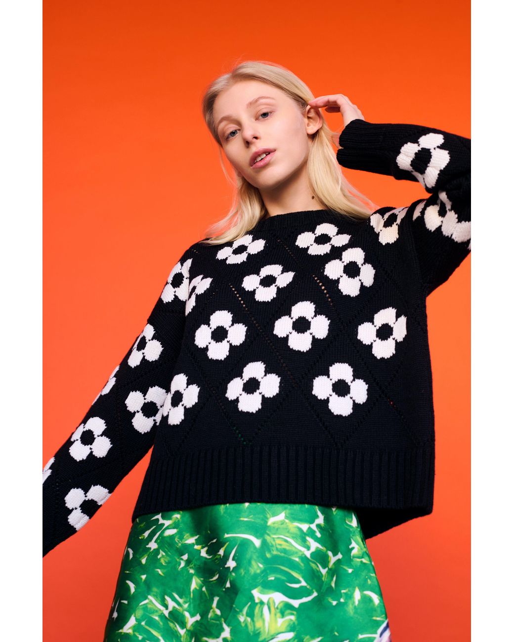 Gigi Knitwear Black Flower Power Sweater