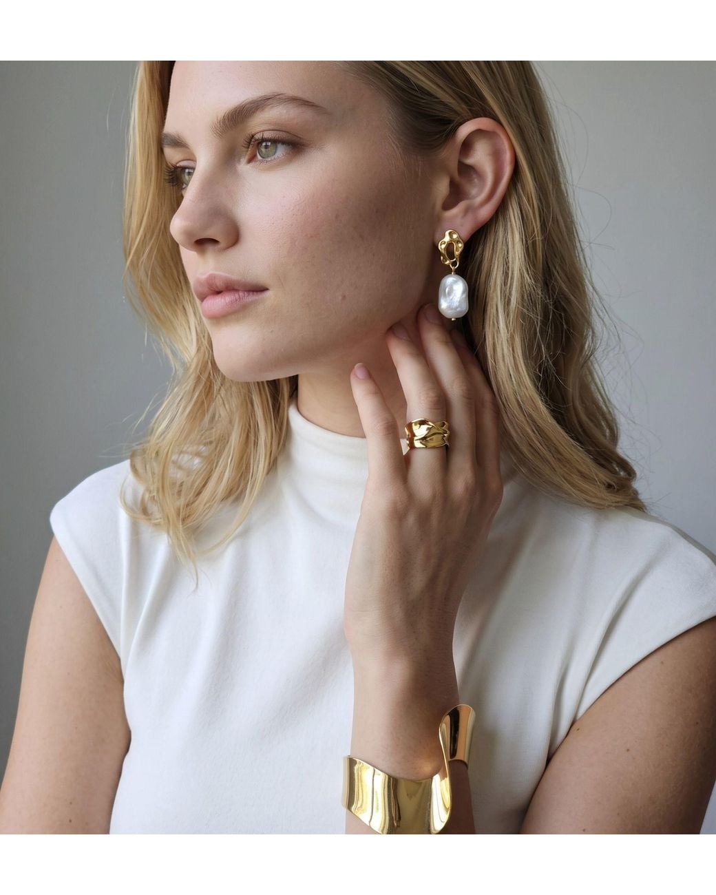 Uchi and Soto Metallic Shinju Baroque Pearl & Molten Earrings