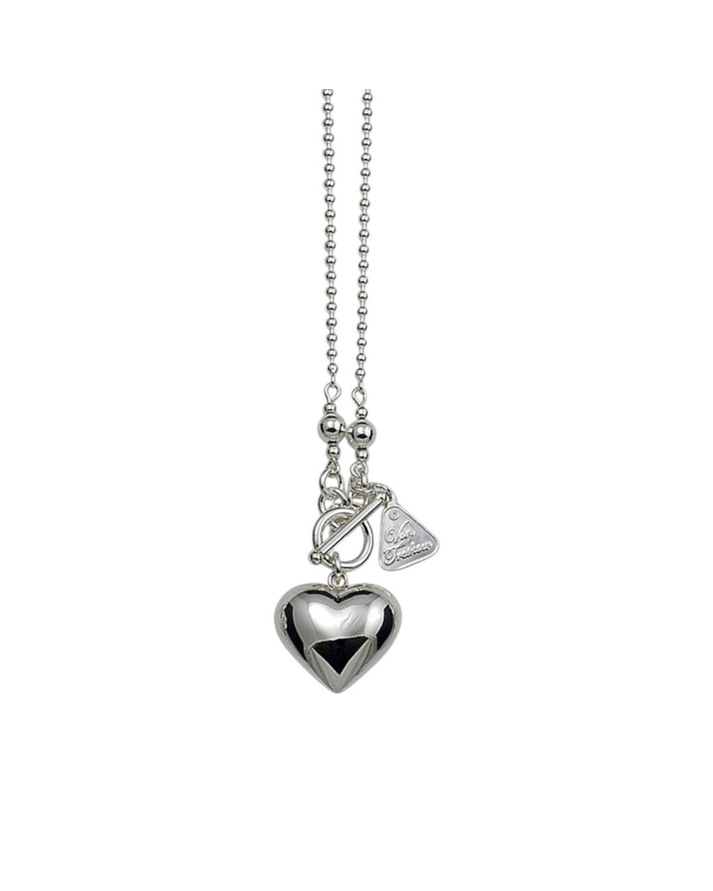 Von Treskow Metallic Ball Chain Puffy Heart Necklace