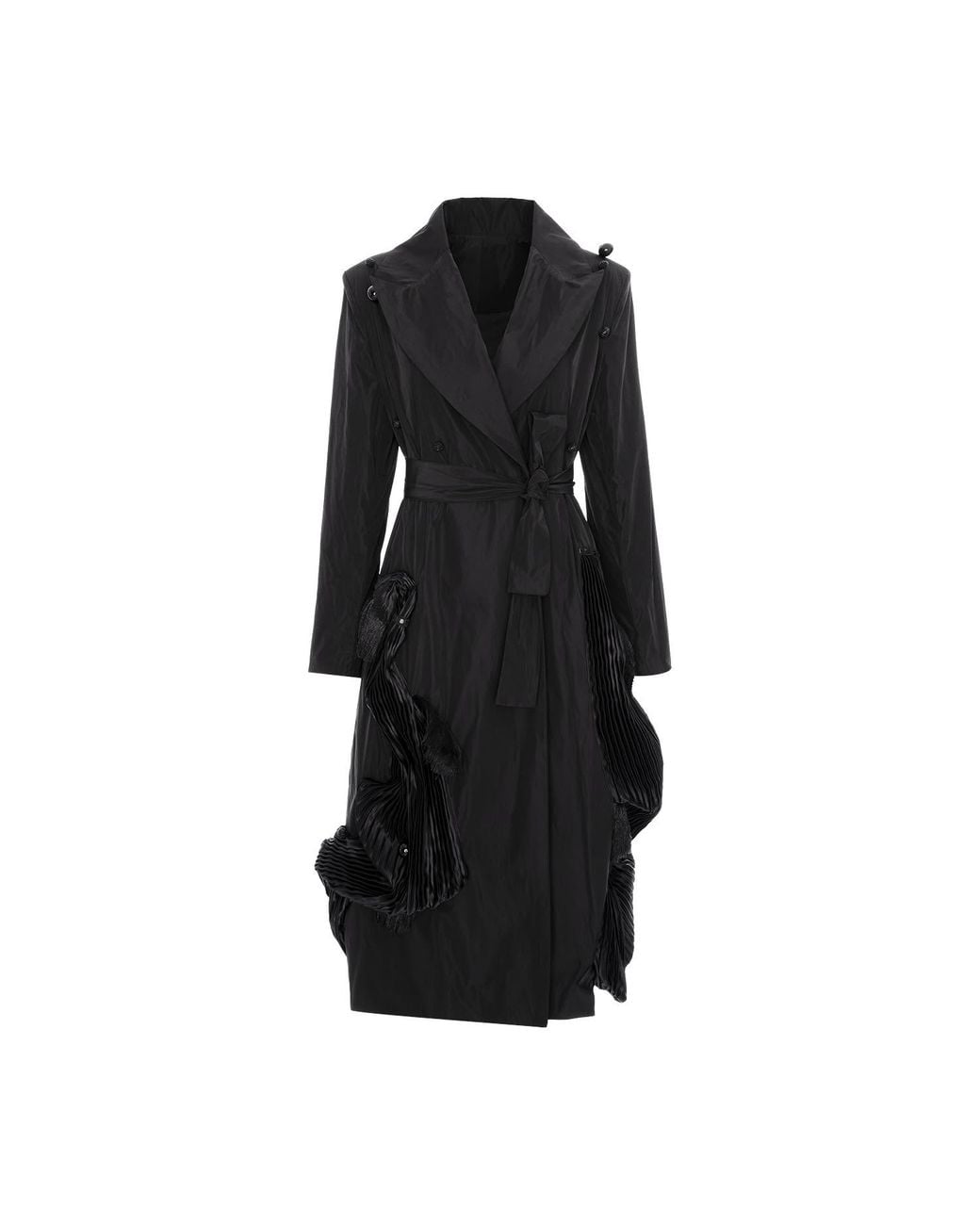 Silvia Serban Black Metallic Thread Taffeta Trench Dress