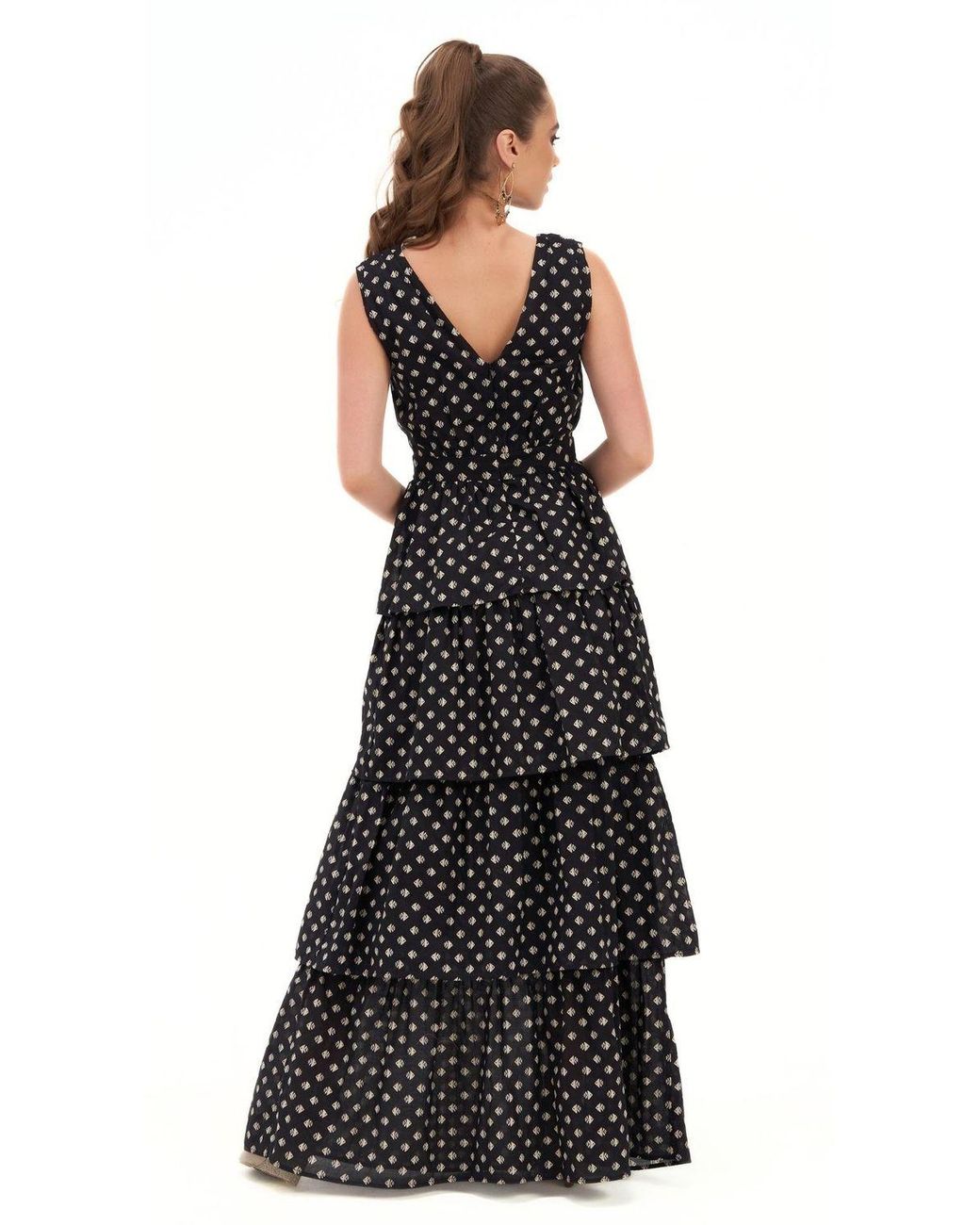 Deer You Black Kate Kissing Multi Tier Maxi Dress