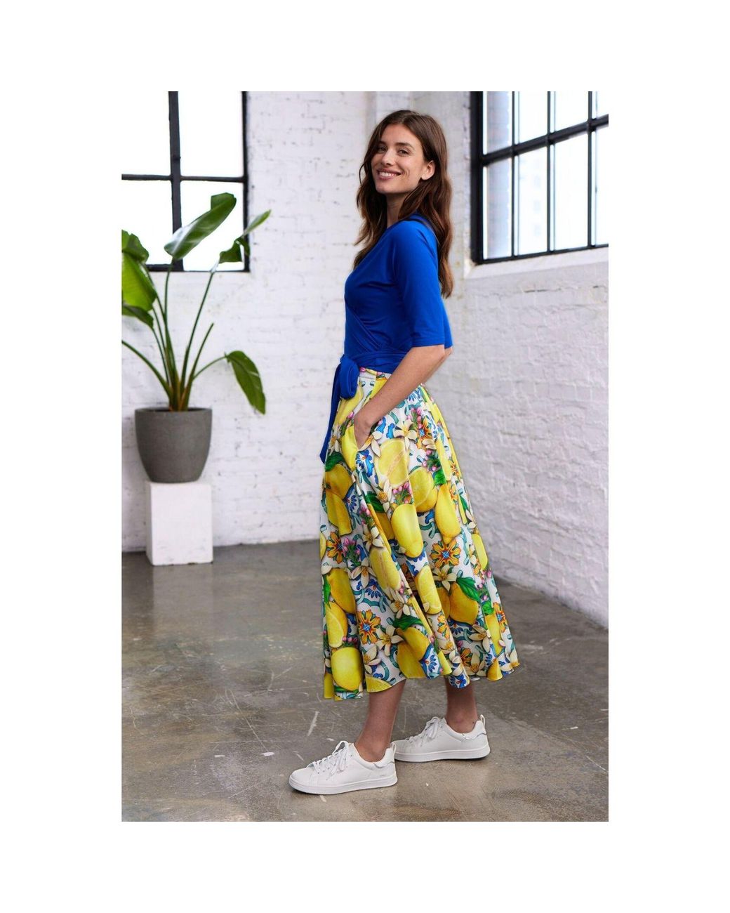 Marianna Déri Yellow Lemon Midi Skirt