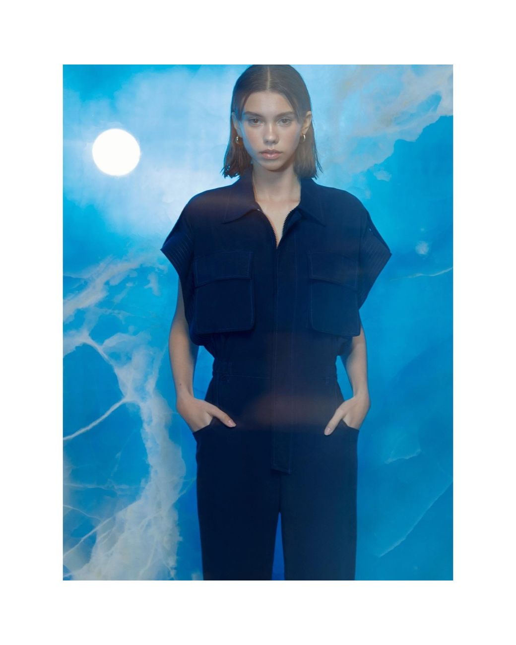NAZLI CEREN Blue Molve Jumpsuit