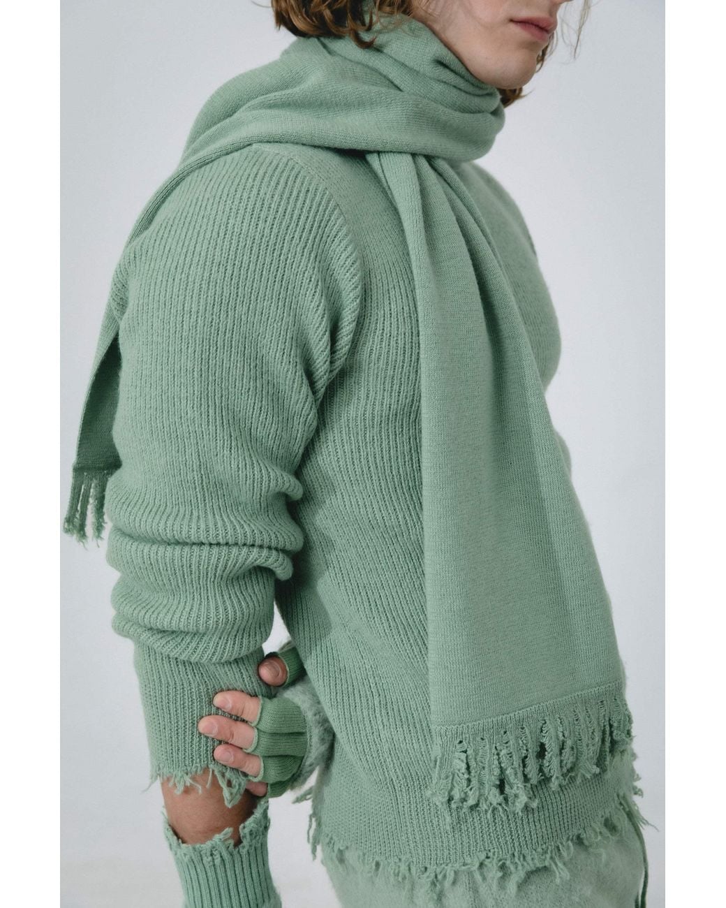 La Granni Green X Gabriele Three-Way Knit Scarf
