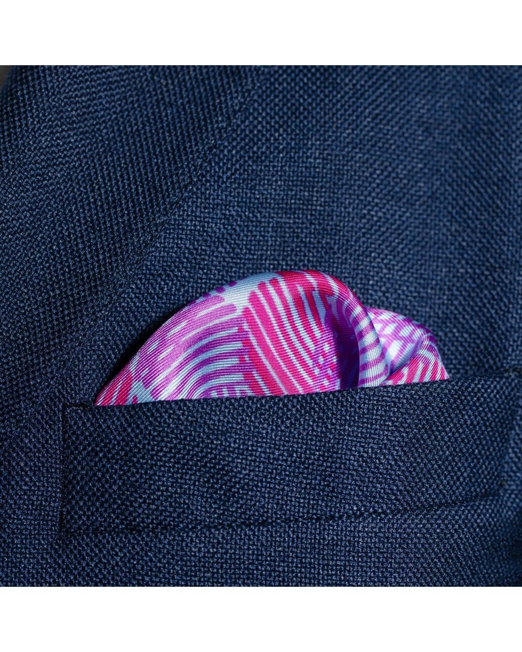 Otway & Orford Purple 'Dot Dash' Silk Pocket Square for men