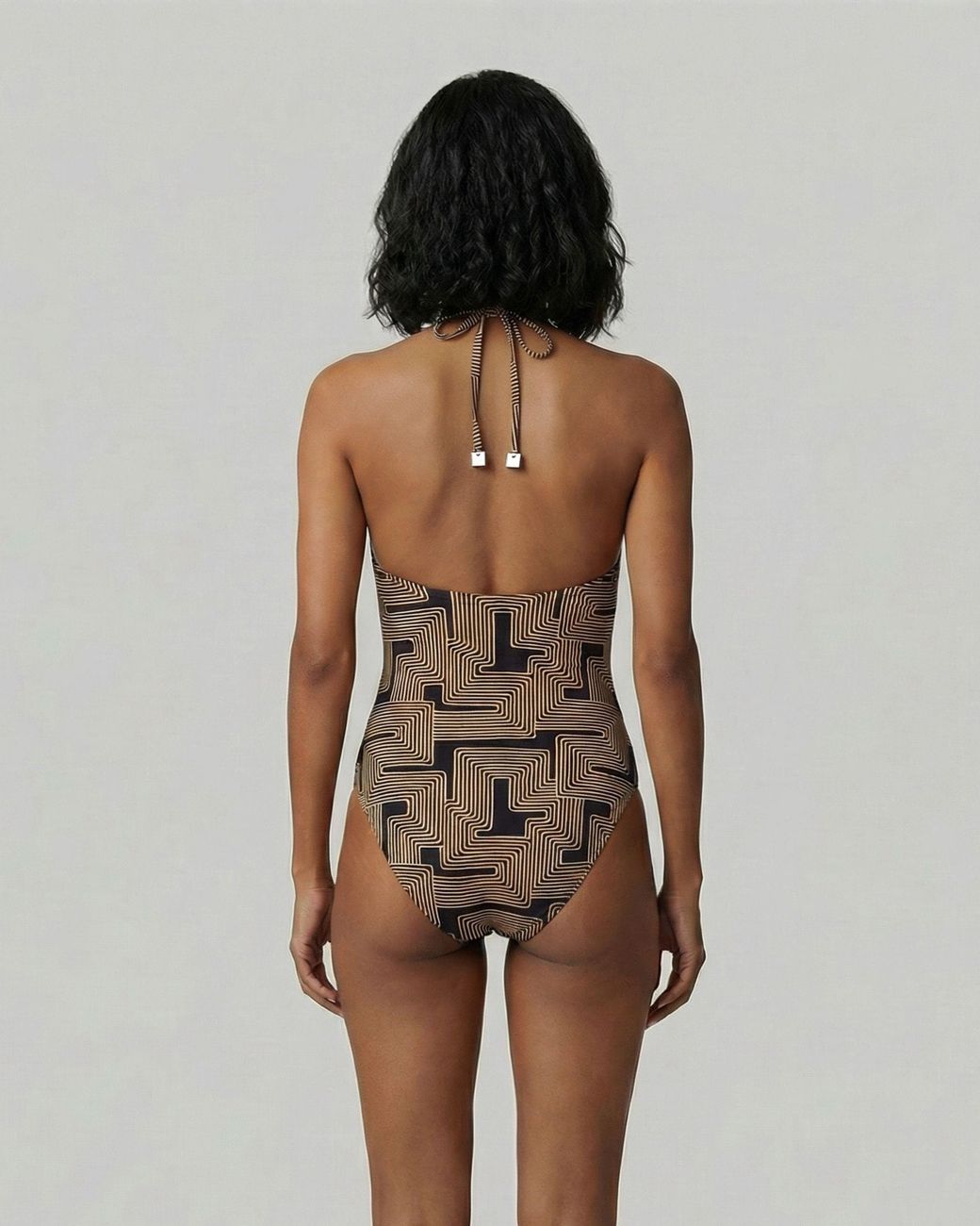 Lords of Harlech Brown Xena Inter Twine Halter One-Piece Swimsuit