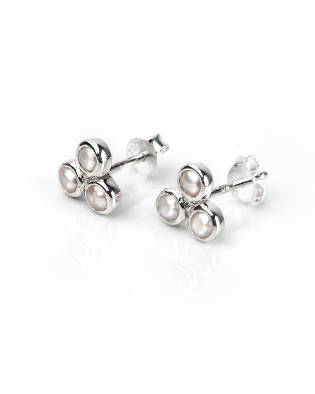The Jewellery Store London Metallic Fresh Water Pearl Trilogy Studs