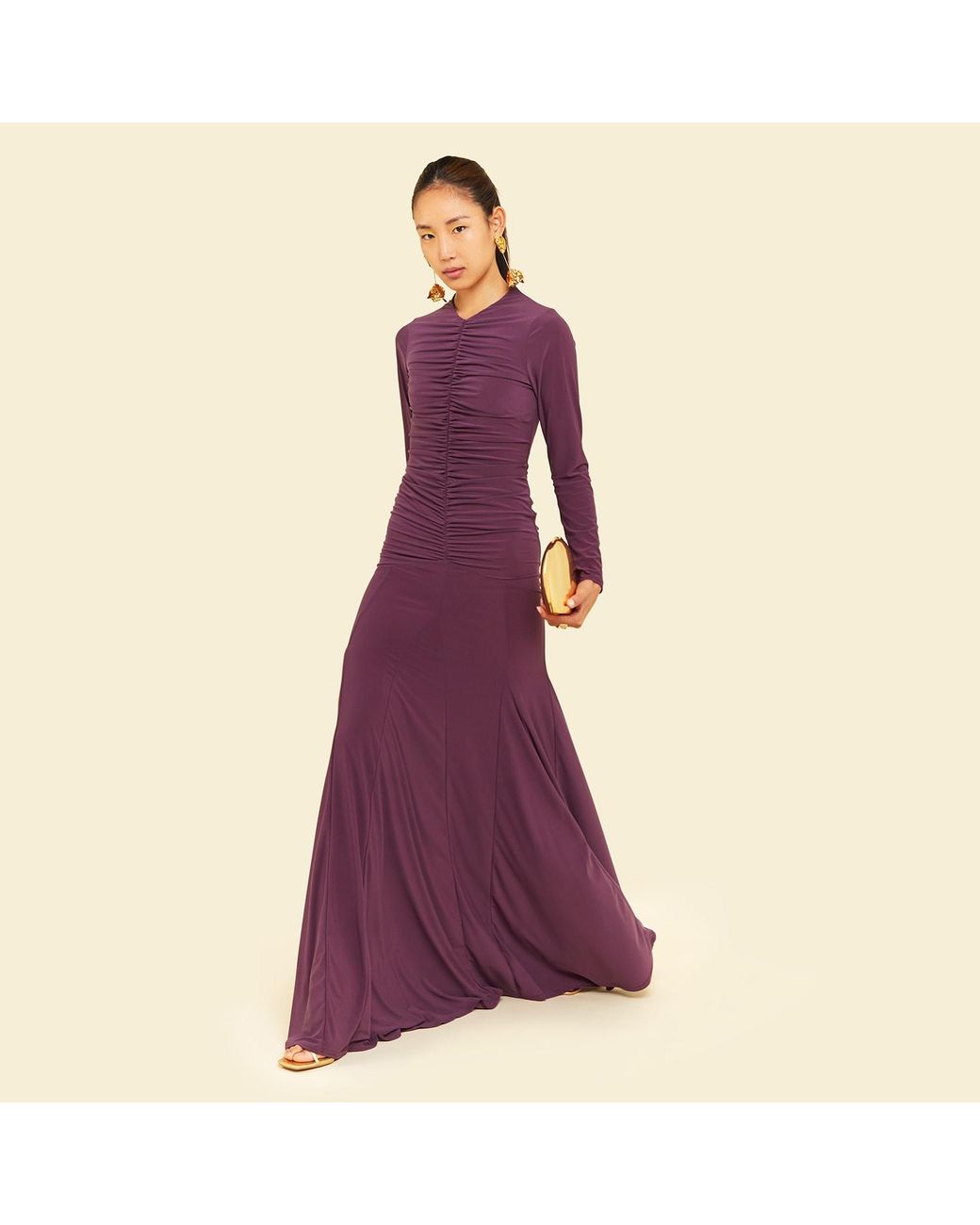 Celestine & Mae Purple Zinnia Maxi Dress