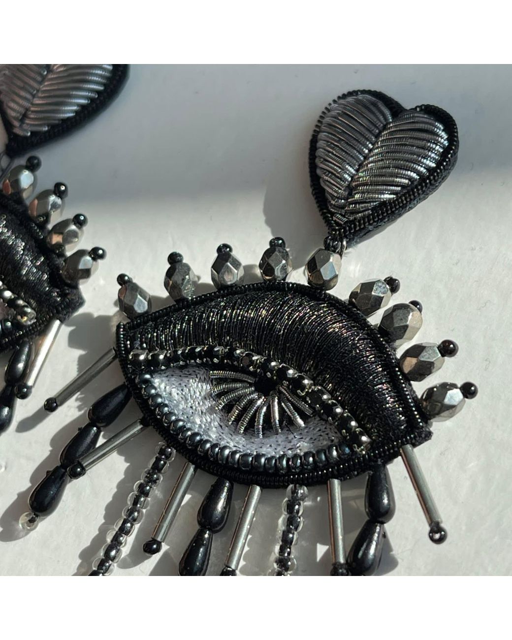 VETKA Black Dangle Eye Earrings- Shadowed Passion