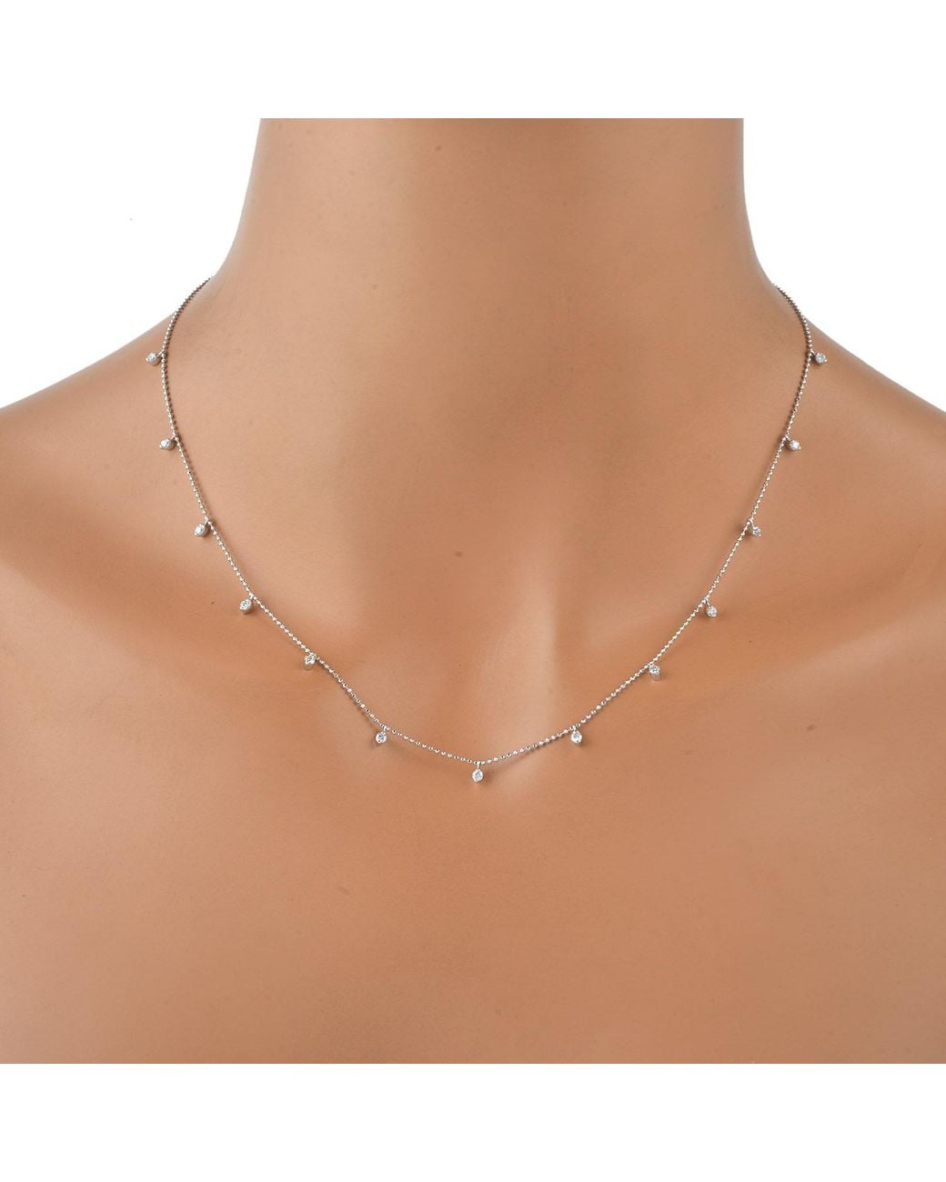 Artisan White 18K Marquise Diamond Station Chain Necklace