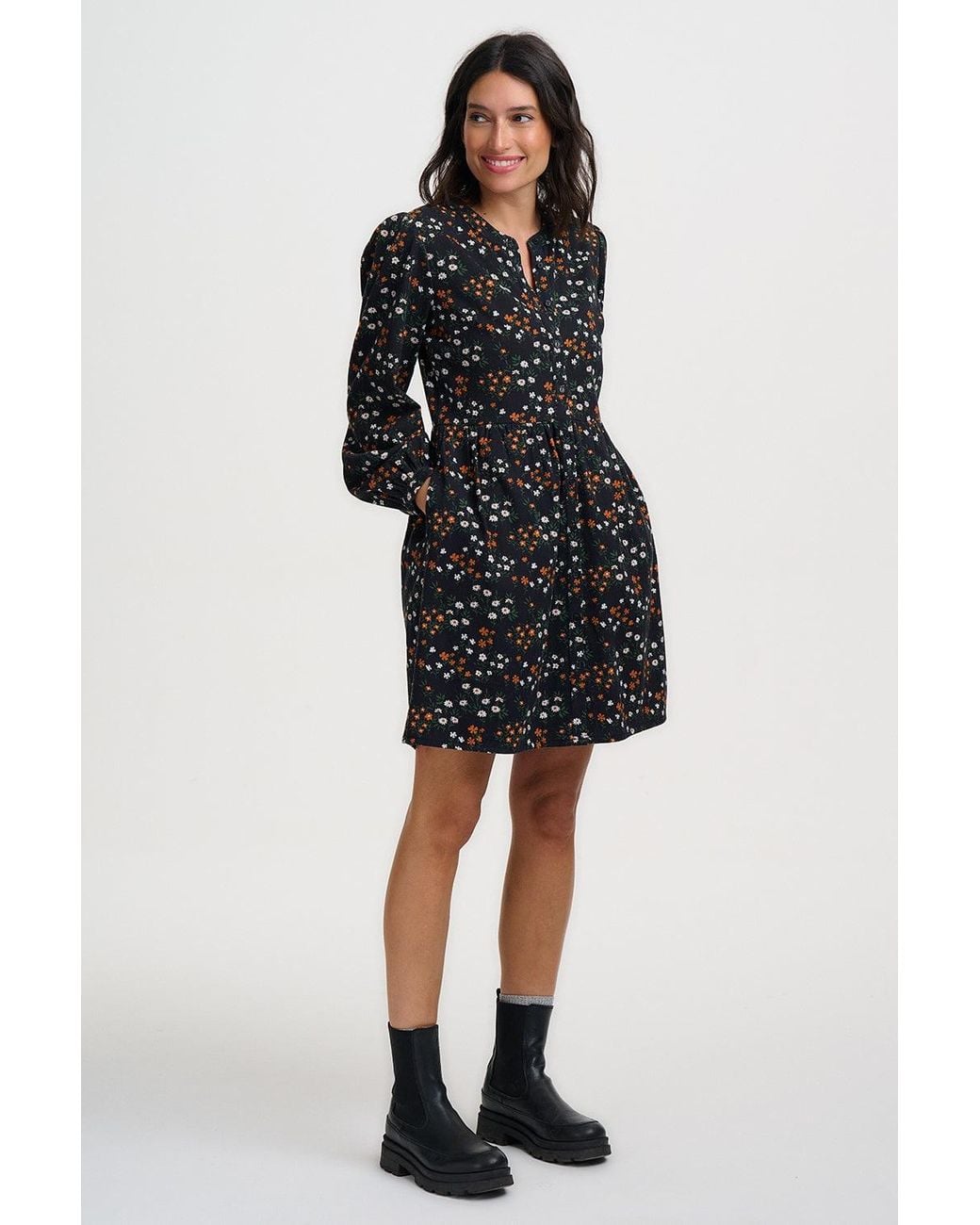 Sugarhill Black Brandy Short Smock Dress Floral