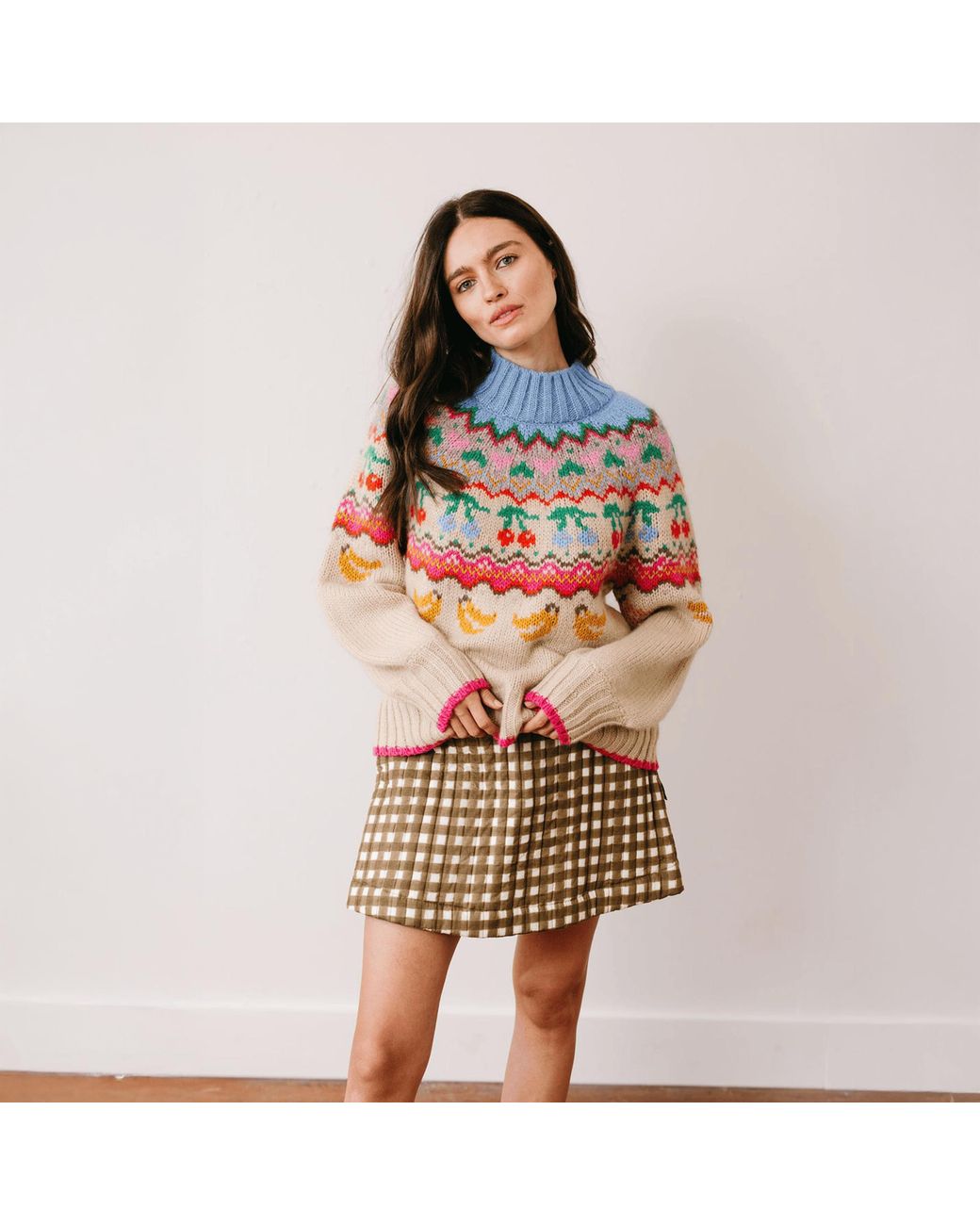 SUNSHINE TIENDA Natural Painted Gingham Quilted Juniper Skort