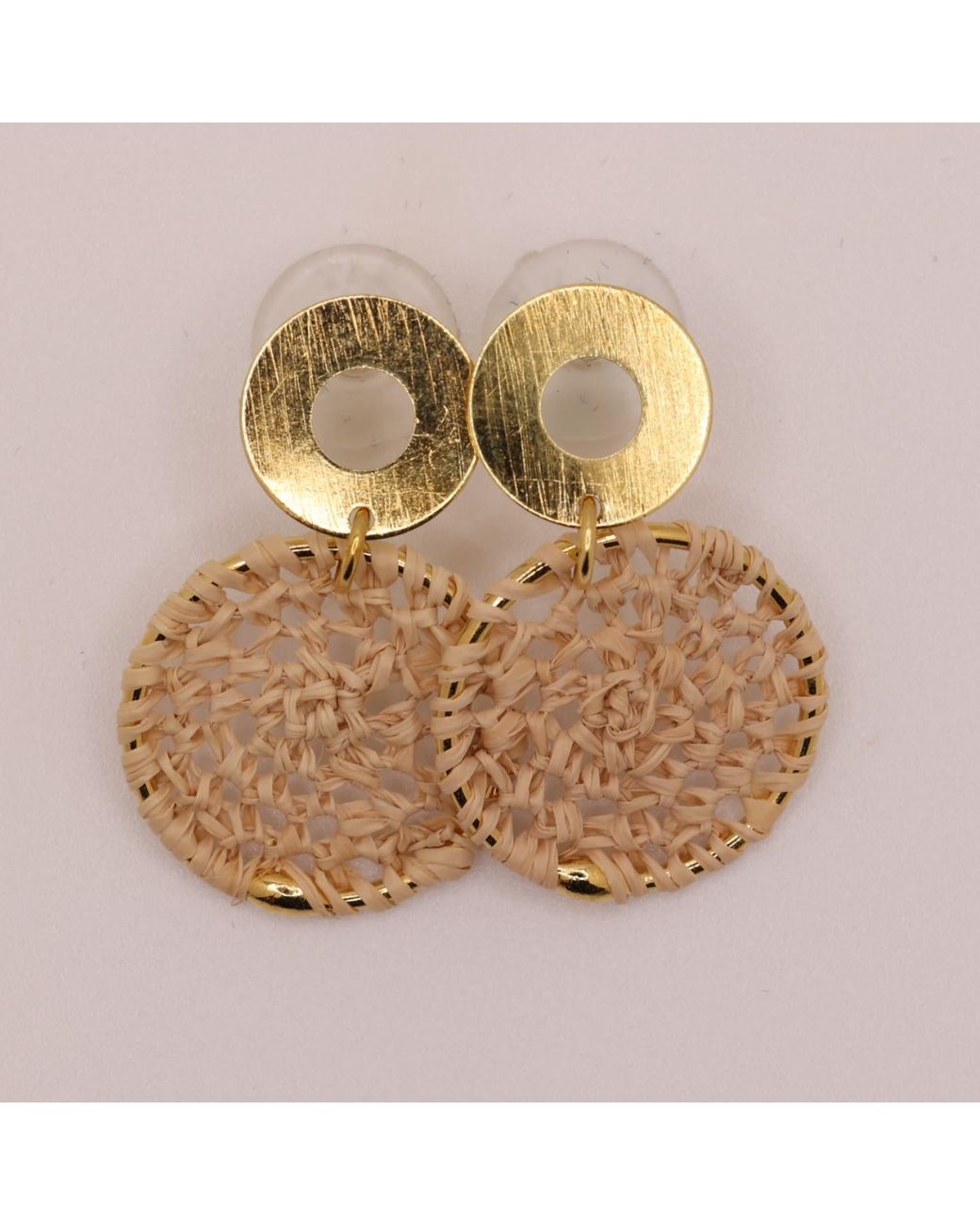 Nart Nature Making Art Metallic The Small Dreamcatcher Buriti Natural Fiber Earrings
