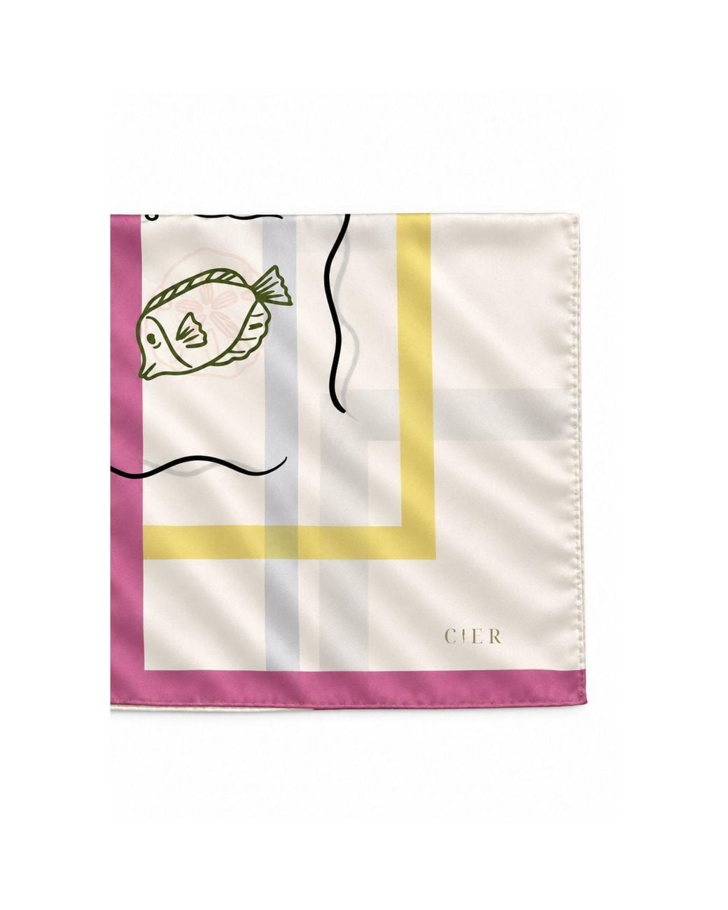 Cier Pink Sea Creature Squares Scarf