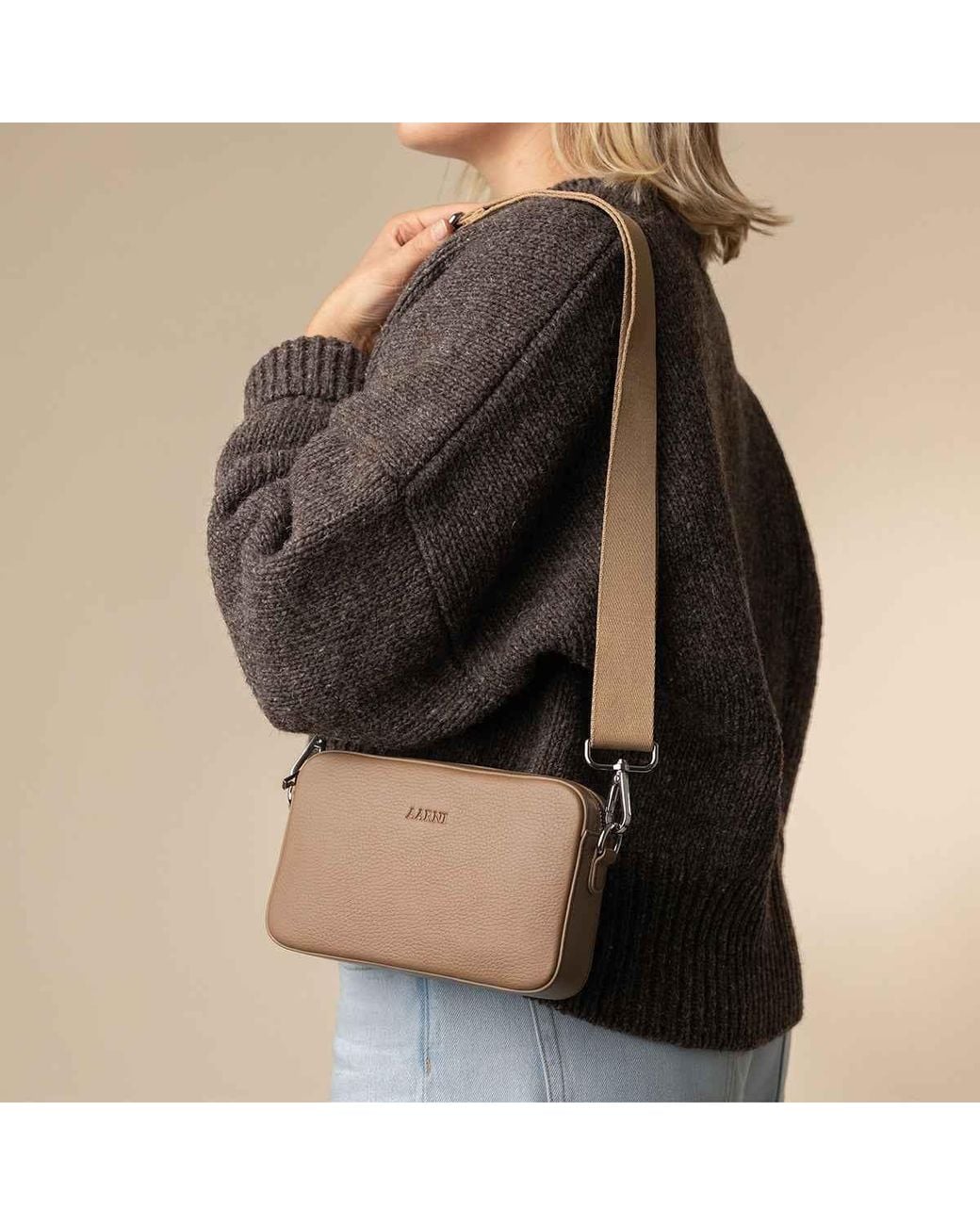 Aarni Brown Crossbody Bag, Sand