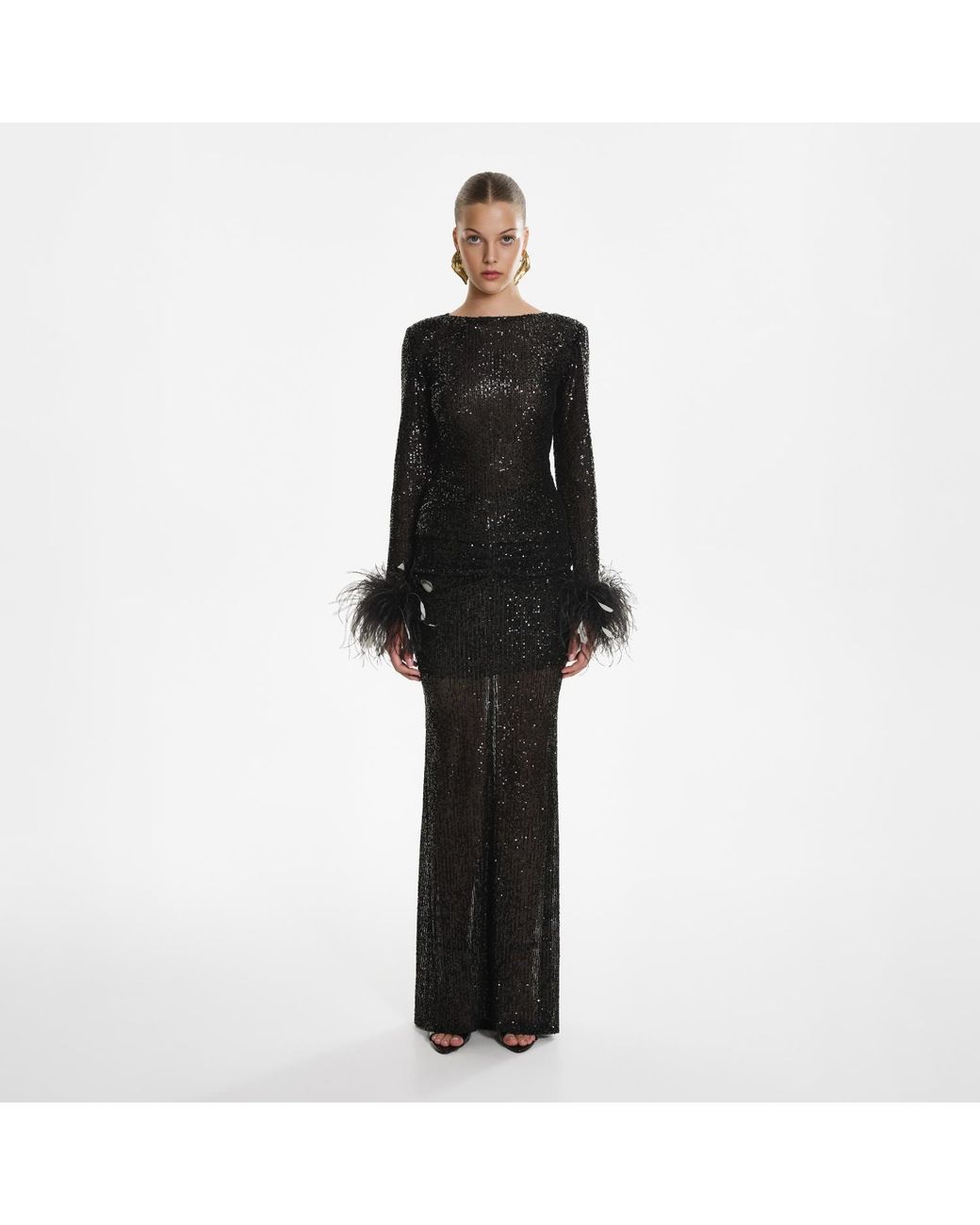 Lita Couture Black Open-Back Sequin Top