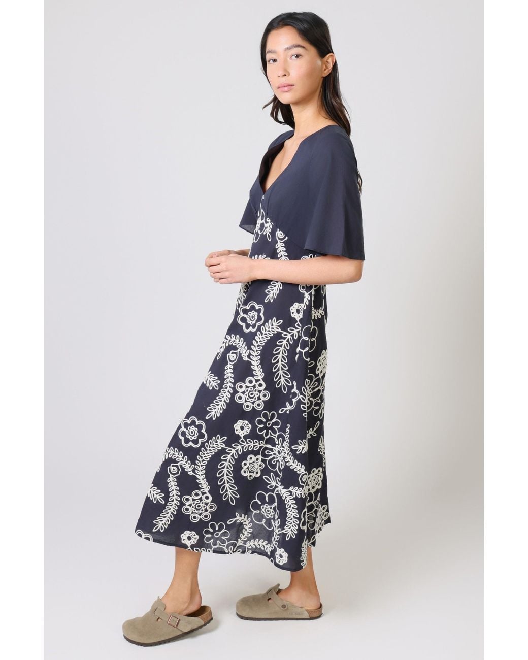 Traffic People Blue Sandrine's Smile And Floral Blythe Midi Dress