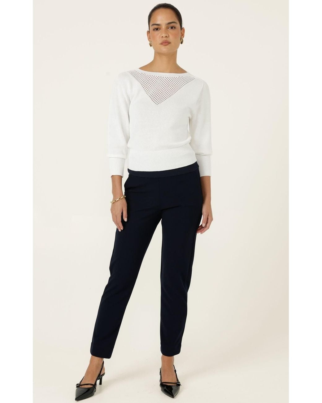 SACHA DRAKE White Chloe Three Quarter Sleeve Knit Top