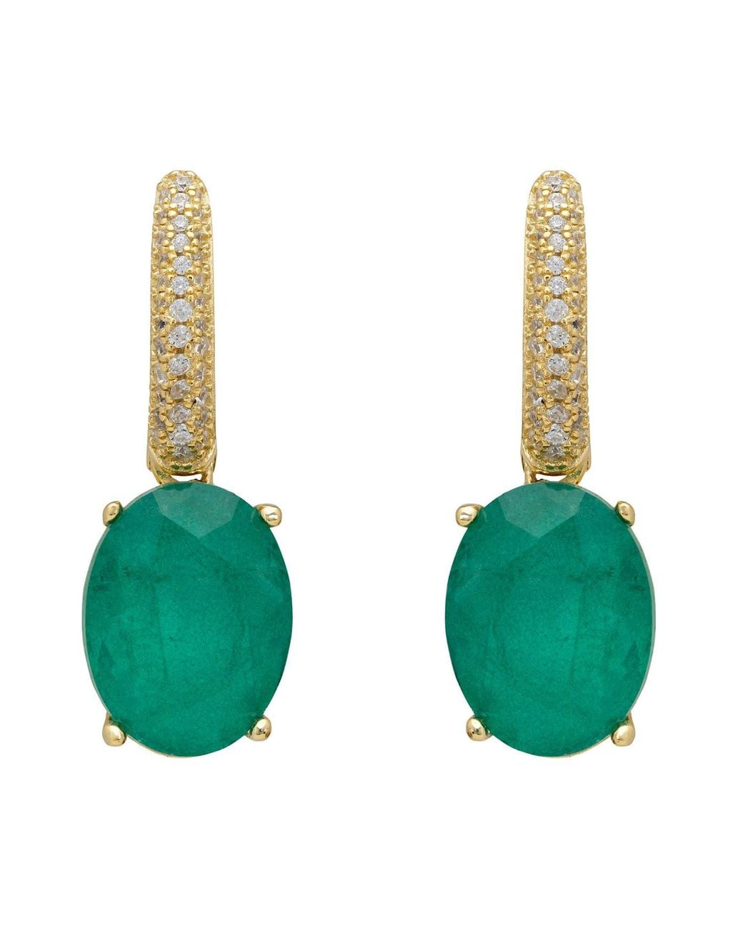 Latelita London Green Alexandra Oval Drop Earrings Colombian Emerald