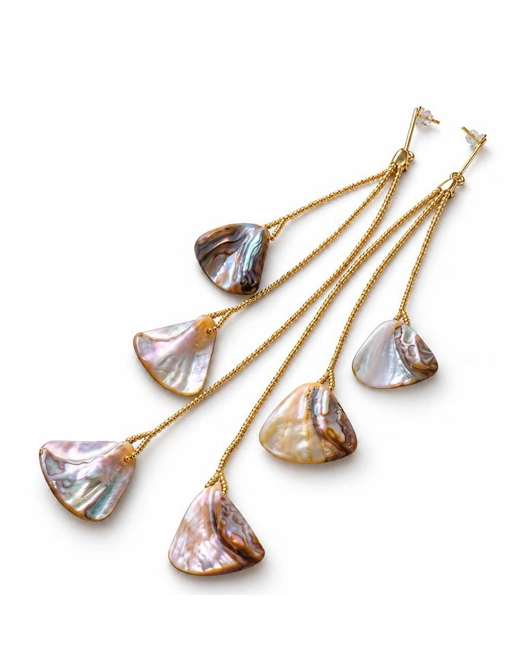 Adha Zelma Metallic Neutrals Sequoia Break Abalone Shell Statement Earrings