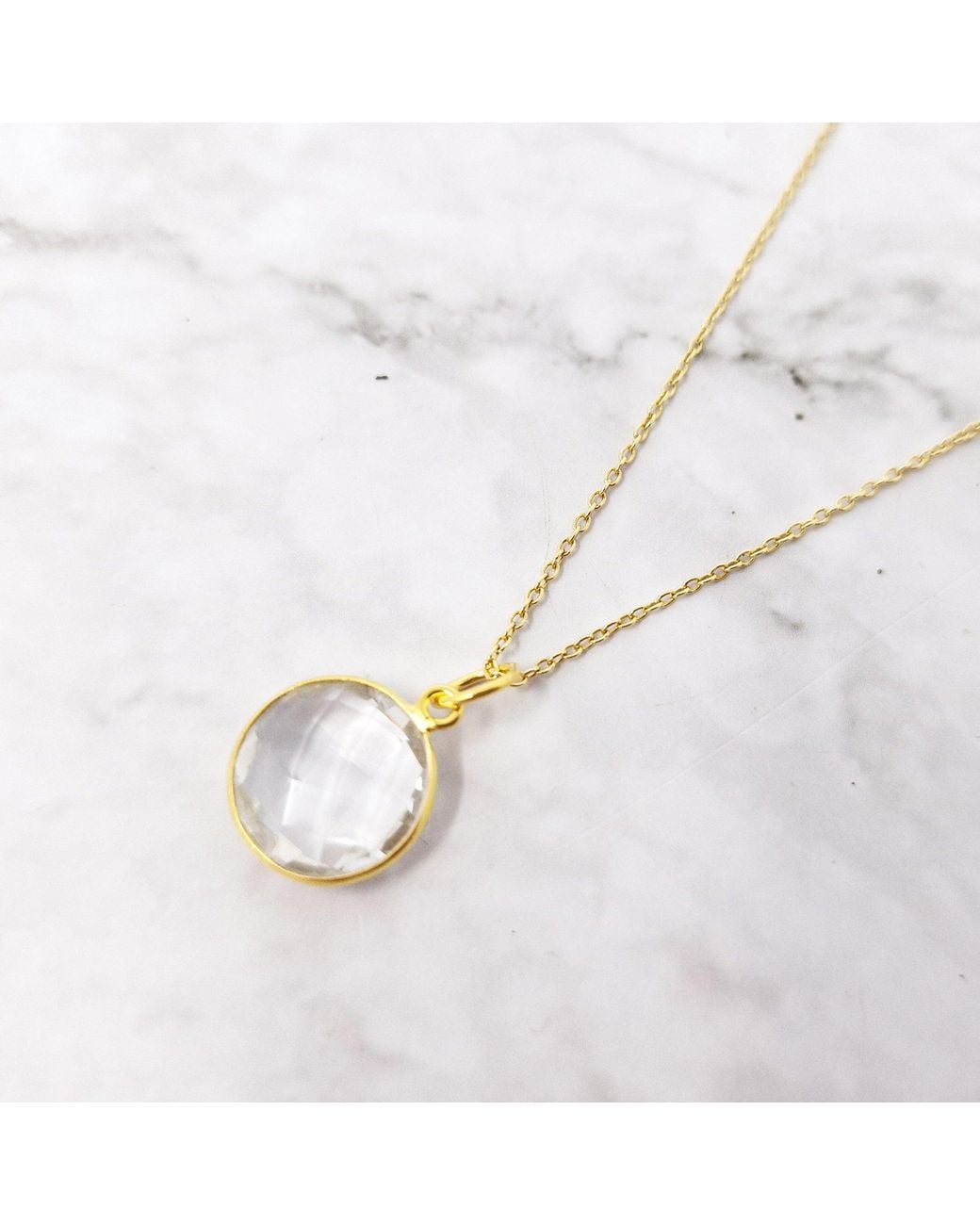Sophelia Metallic Plated Topaz April Birthstone Crystal Round Charm Necklace