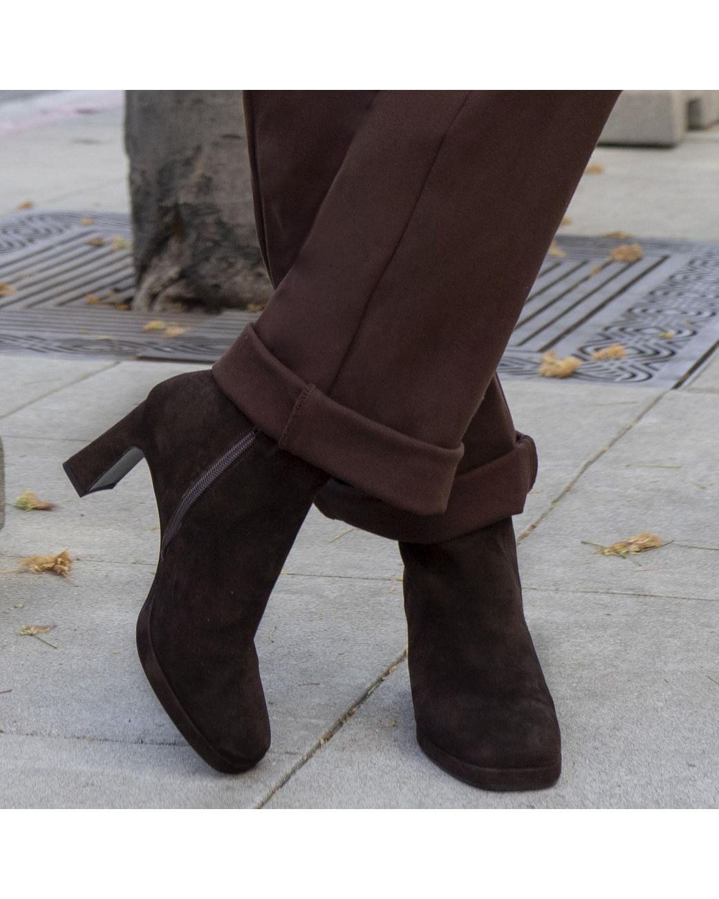 Beautiisoles by Robyn Shreiber Made in Italy Brown Scottie Suede Bootie Comfortable & Dressy Low Heel For Day & Evening Wear